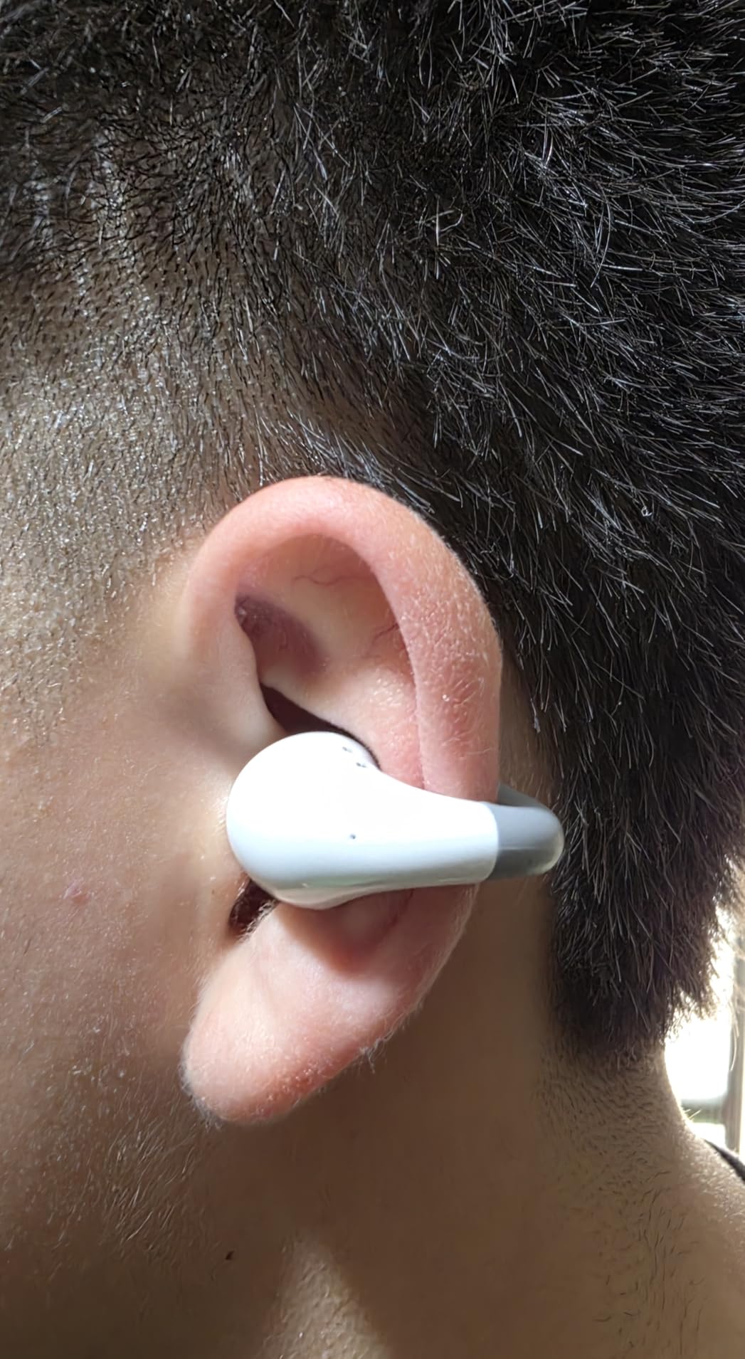 Ultra Open Ear Earbuds - Ergonomic Clip-On Earbuds, Bone Conduction Over-The-Ear Headphones with Waterproof Design and Secure Fit for Small Ears, Classic Black - Customer Photo 2