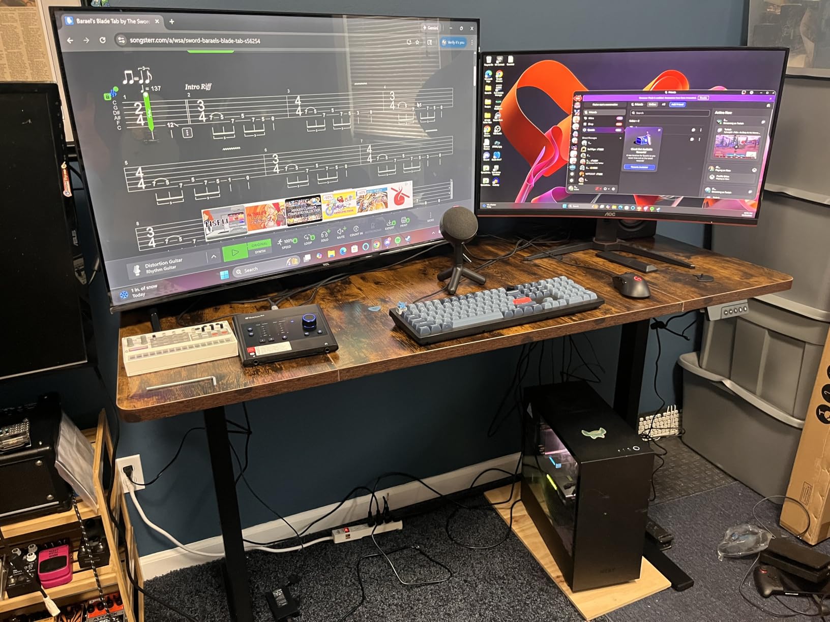 Electric Standing Desk Adjustable - 60x28 Inch Sit Stand Desk with 1 Inch Thick Tabletop, Double Beam Frame, 3 Memory Height Adjustment, Cable Management for Home Office - Customer Photo 1