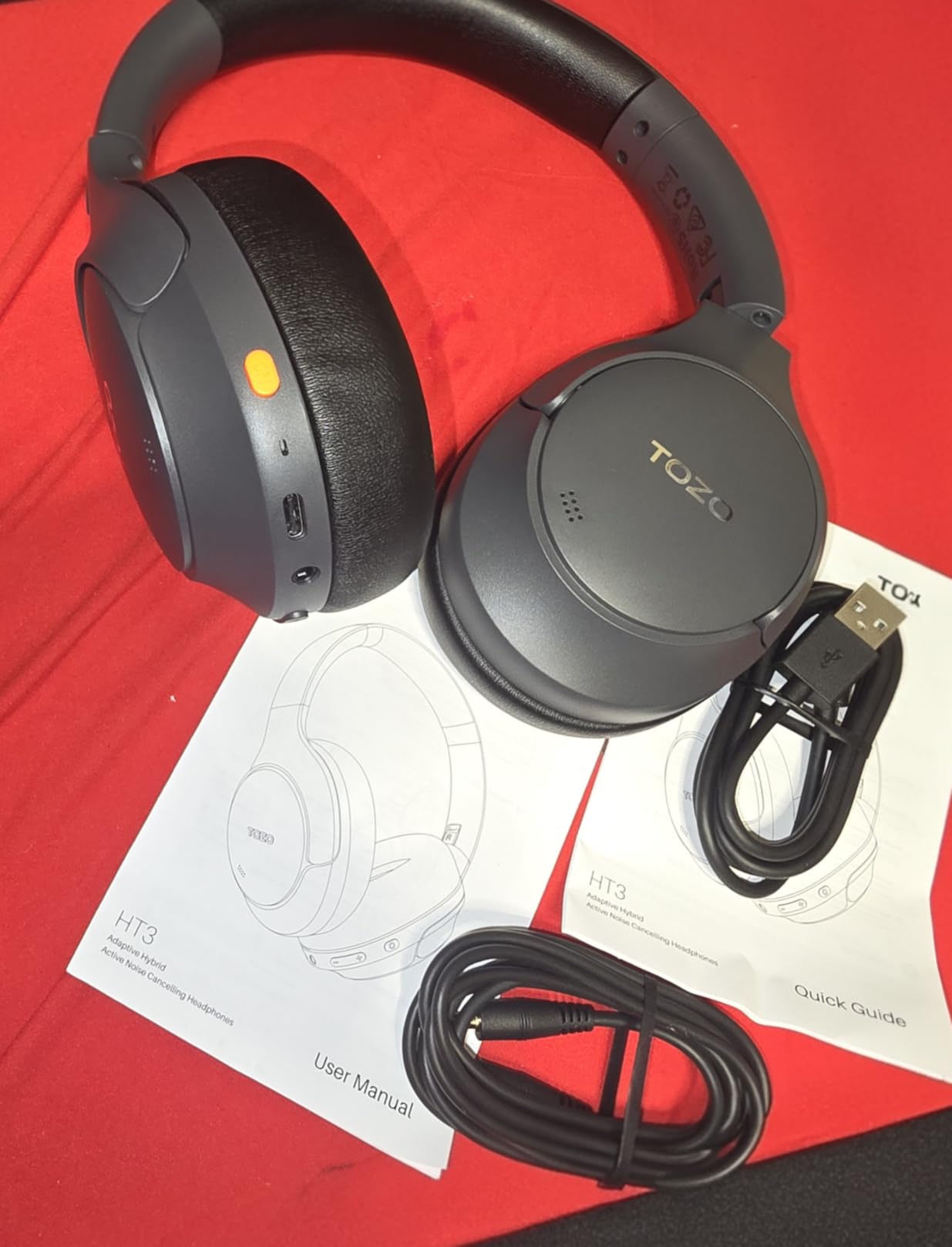 TOZO HT3 Hybrid Noise Cancelling Headphones, 90H Playtime Wireless Over Ear Bluetooth Headset, Spatial Audio AI Chat with 5 Mics, Supports Dual Connection and USB-C Input, with 32 EQ Music Modes - Customer Photo 1