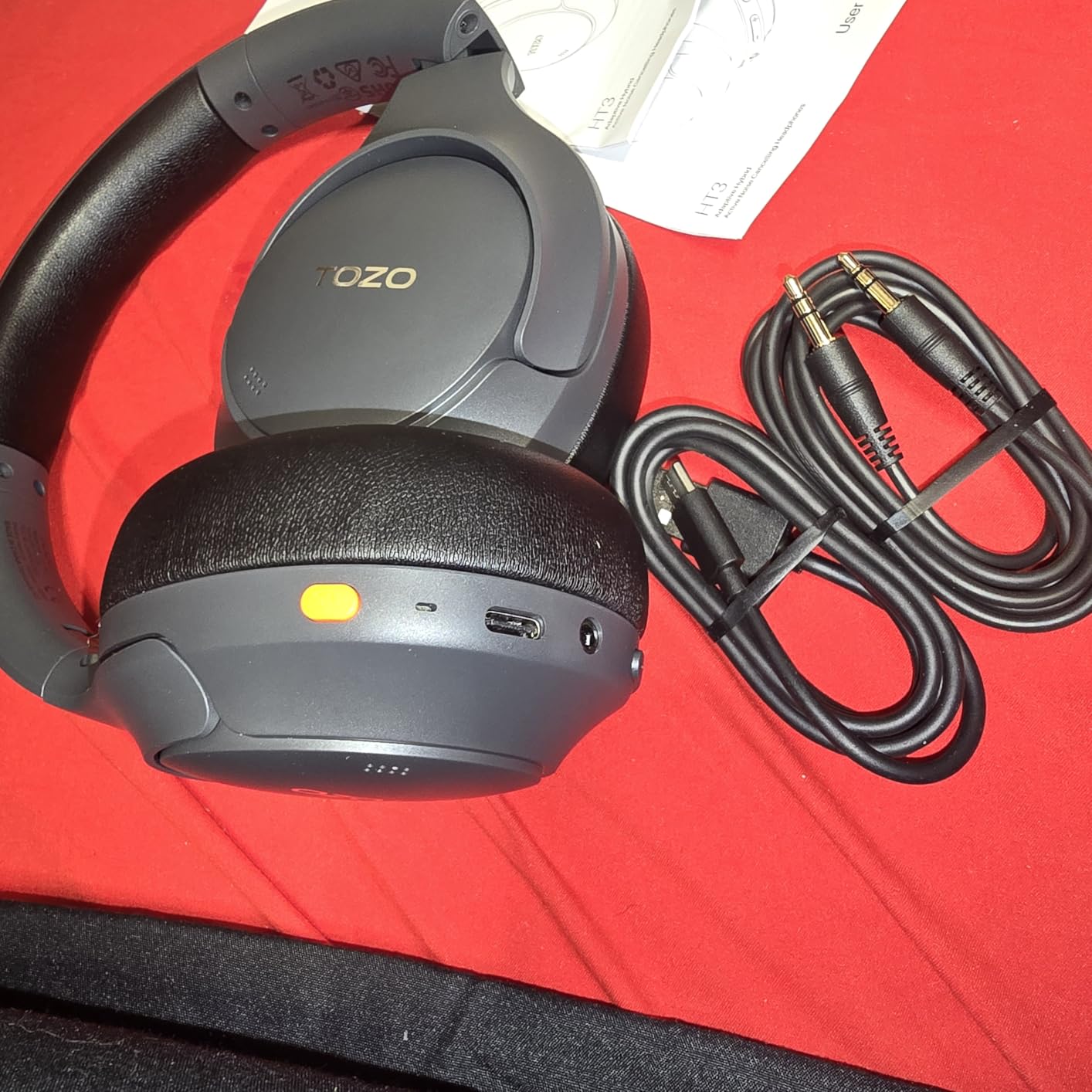 TOZO HT3 Hybrid Noise Cancelling Headphones, 90H Playtime Wireless Over Ear Bluetooth Headset, Spatial Audio AI Chat with 5 Mics, Supports Dual Connection and USB-C Input, with 32 EQ Music Modes - Customer Photo 2