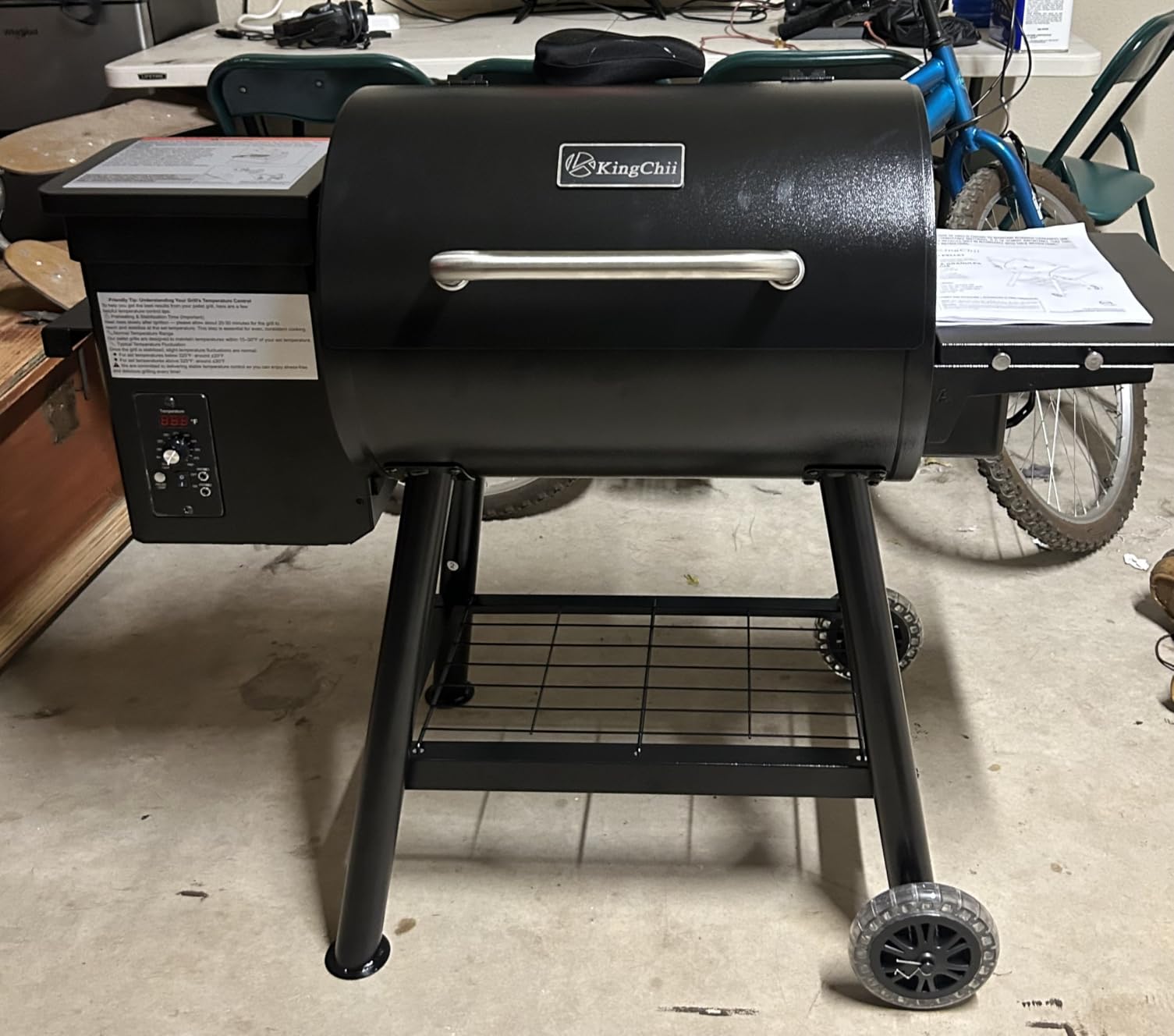 KingChii Portable Electric Wood Pellet Grill & Smoker with Foldable Legs, 456 SQ.IN Grill Capacity, 18LB Hopper, with PID Temperature Control (180-425°F) for Backyard Camping Bake and Roast - Customer Photo 2