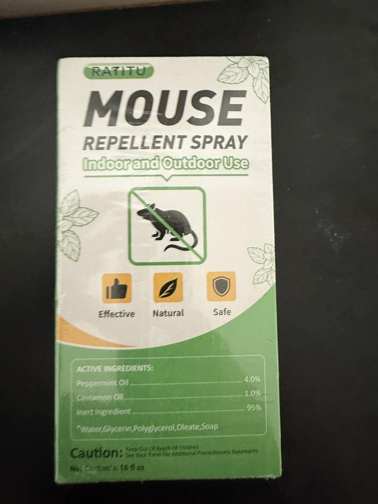 Natural Peppermint Oil Spray for Rodents, Keep Mice Away Indoor/Outdoor, Squirrel Spray Mouse Rats Prevention On Home Car RV Yard Garage Warehouse Attic (16 OZ) - Customer Photo 1