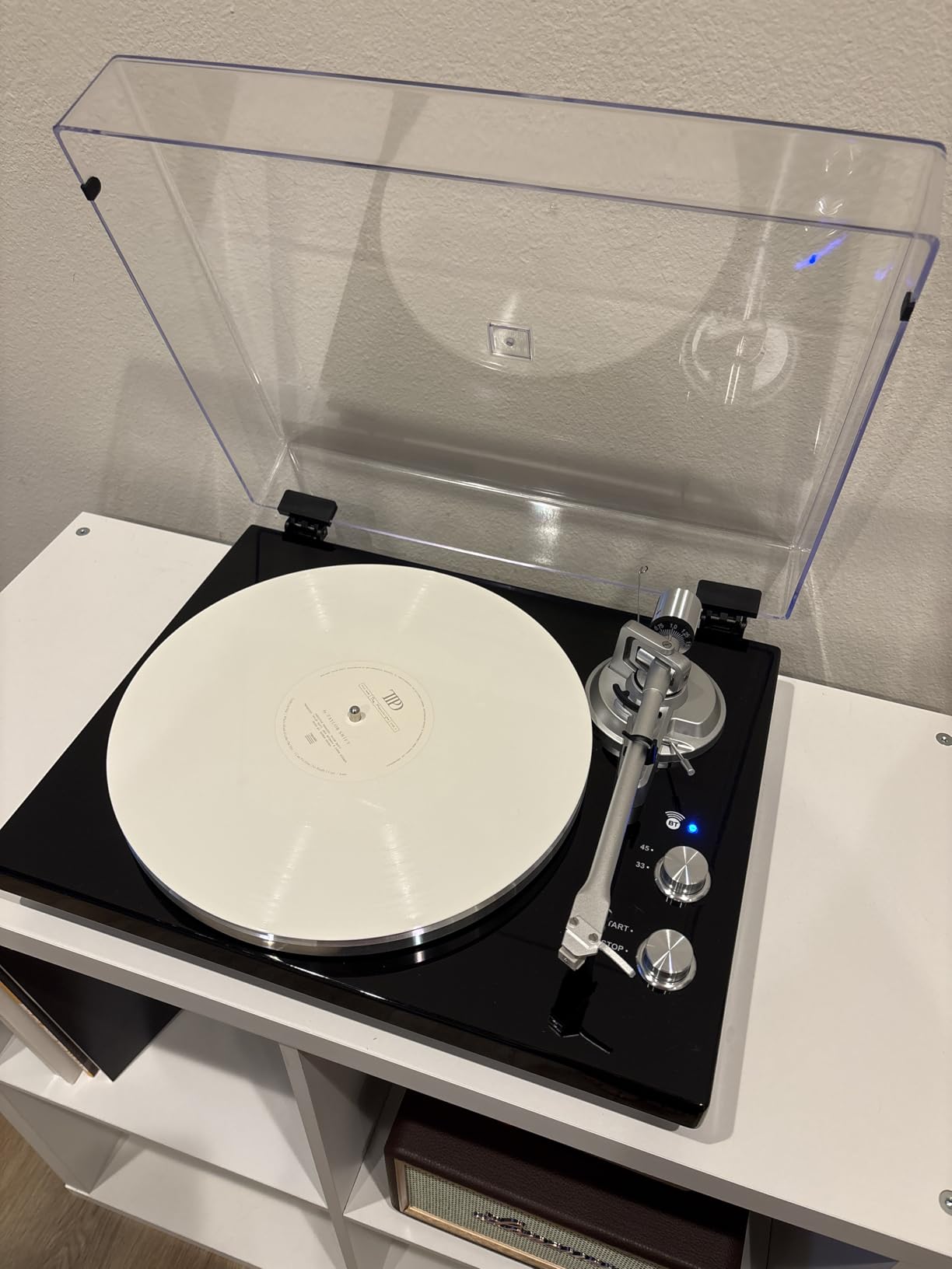 Belt Drive Turntable for Vinyl Record Player, Work with Bluetooth Speakers or Active Speaker, Built-in Phono Pre-amp, USB Digital Output, Magnetic Cartridge, 33/45 RPM, High-Gloss Wood Design - Customer Photo 1