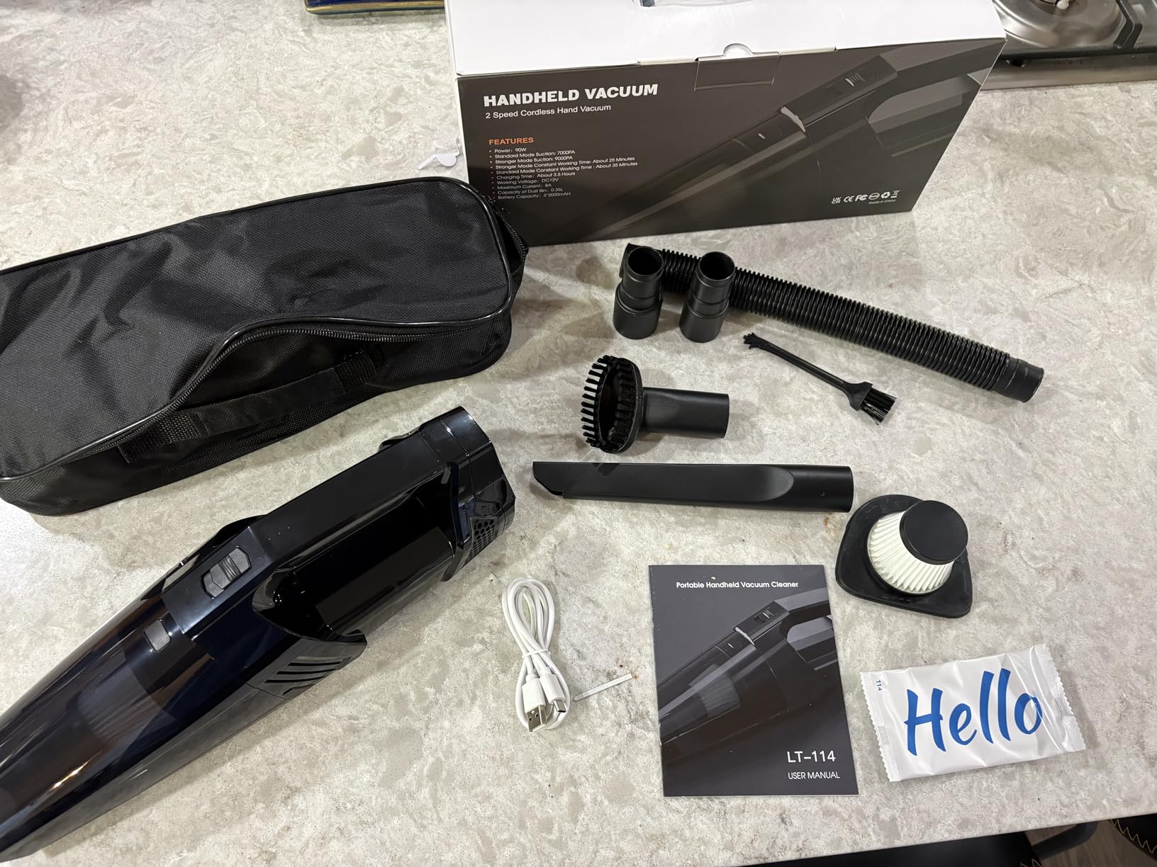 Handheld Vacuum Cordless Portable Car Vacuum with LED Light, High Power Suction, 3 in 1, Lightweight Rechargeable Hand Vacuum, Hand Held Vacuum Cleaner for Car Home Office, Pet Hair, Black - Customer Photo 1