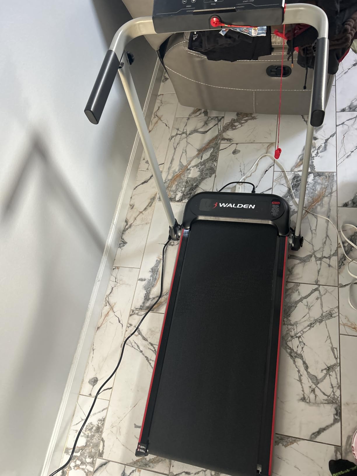 Walden Sports Folding Electric Treadmill with Handle - Portable Running Machine LCD Screen - 6.2mp/h Adjustable Speed - Customer Photo 2