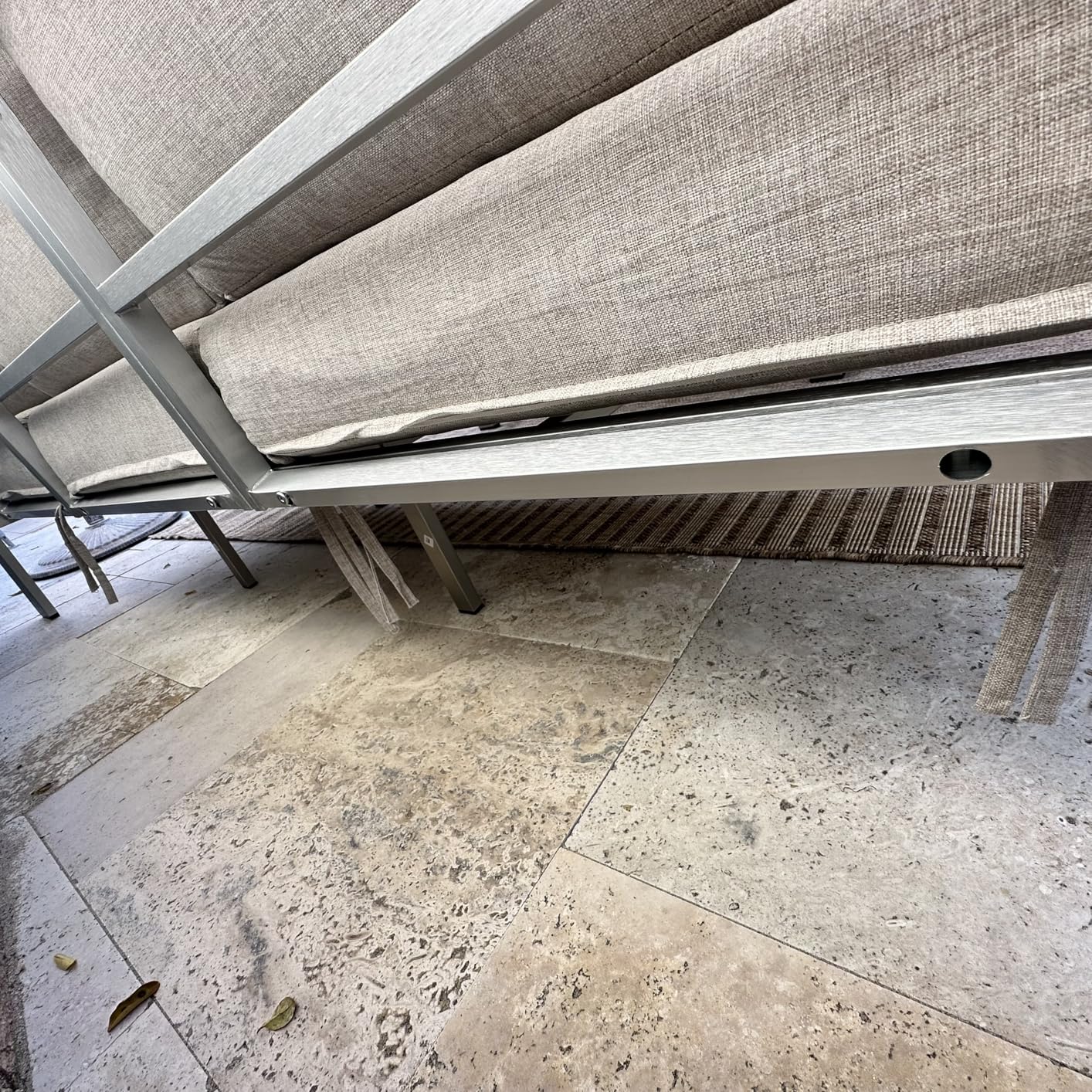 Aluminum Outdoor Patio Furniture Set with Coffee Table, 4 Piece Patio Conversation Sets with Washable Thick Cushions, Outdoor Sectional Furniture Set for Porch, Balcony, Deck, Silver - Customer Photo 1