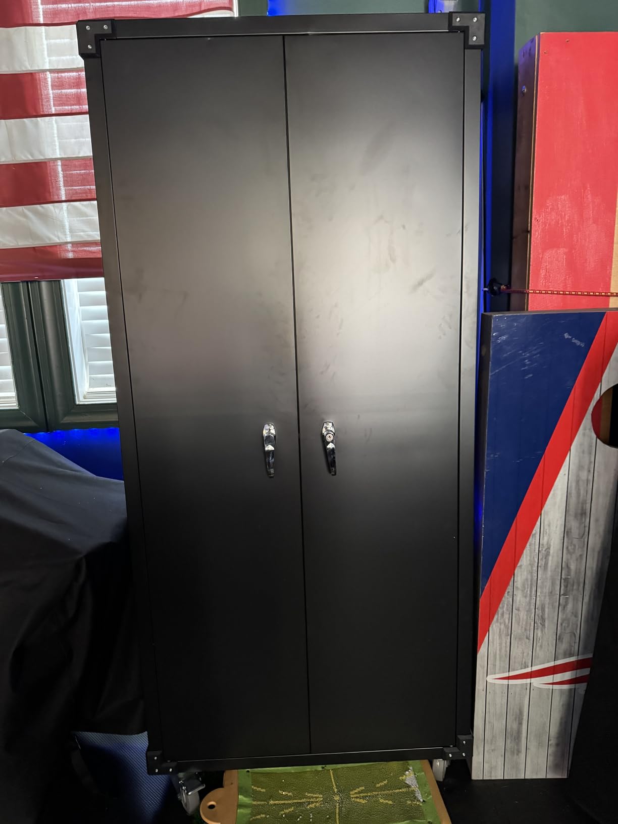 GangMei Metal Garage Storage Cabinet with 2 Drawers and 2 Adjustable Shelves, Rolling Tool Storage Cabinet with Wheels and Locking Doors for Garage, Warehouse, Black - Customer Photo 4