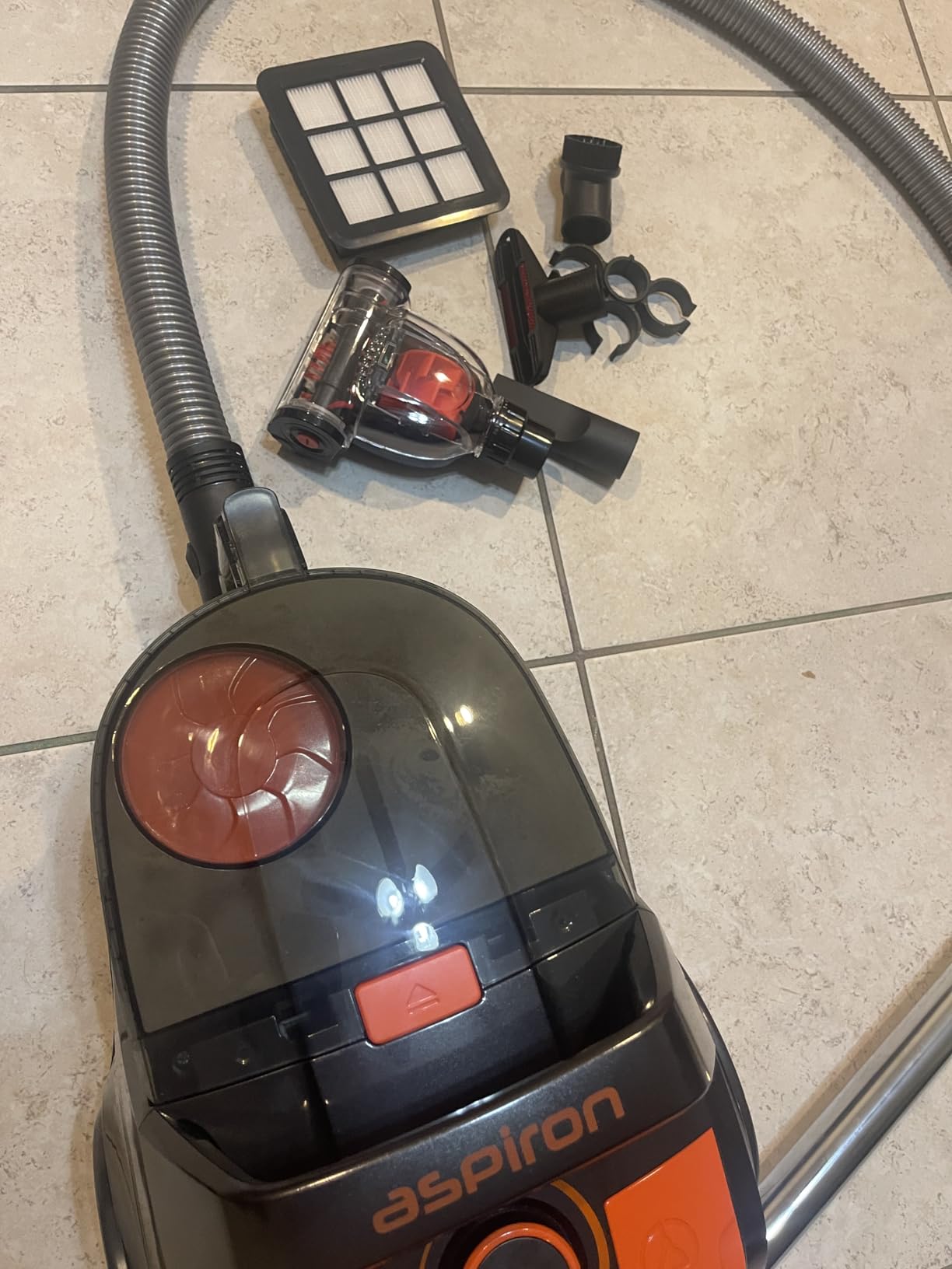 Canister Vacuum Cleaner, 40Kpa 1600W Cyclon Power, Dust Full Indicator, Double HEPA Filters, 3.7Qt Large Capacity, Lightweight Vac for Hard Floors, Carpets, Pet Hair, Pink - Customer Photo 1