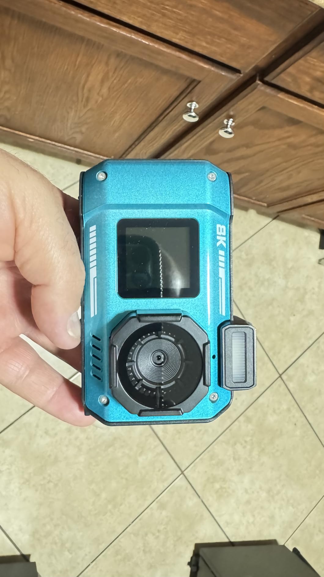 SPUNALP UHD 8K Underwater Camera, 70MP 33FT WiFi Waterproof Digital Camera with 64GB Card, Auto Focus Waterproof Dual-Screen Selfie 2500mAh Battery, 18X Floatable Digital for Snorkeling, Blue - Customer Photo 1