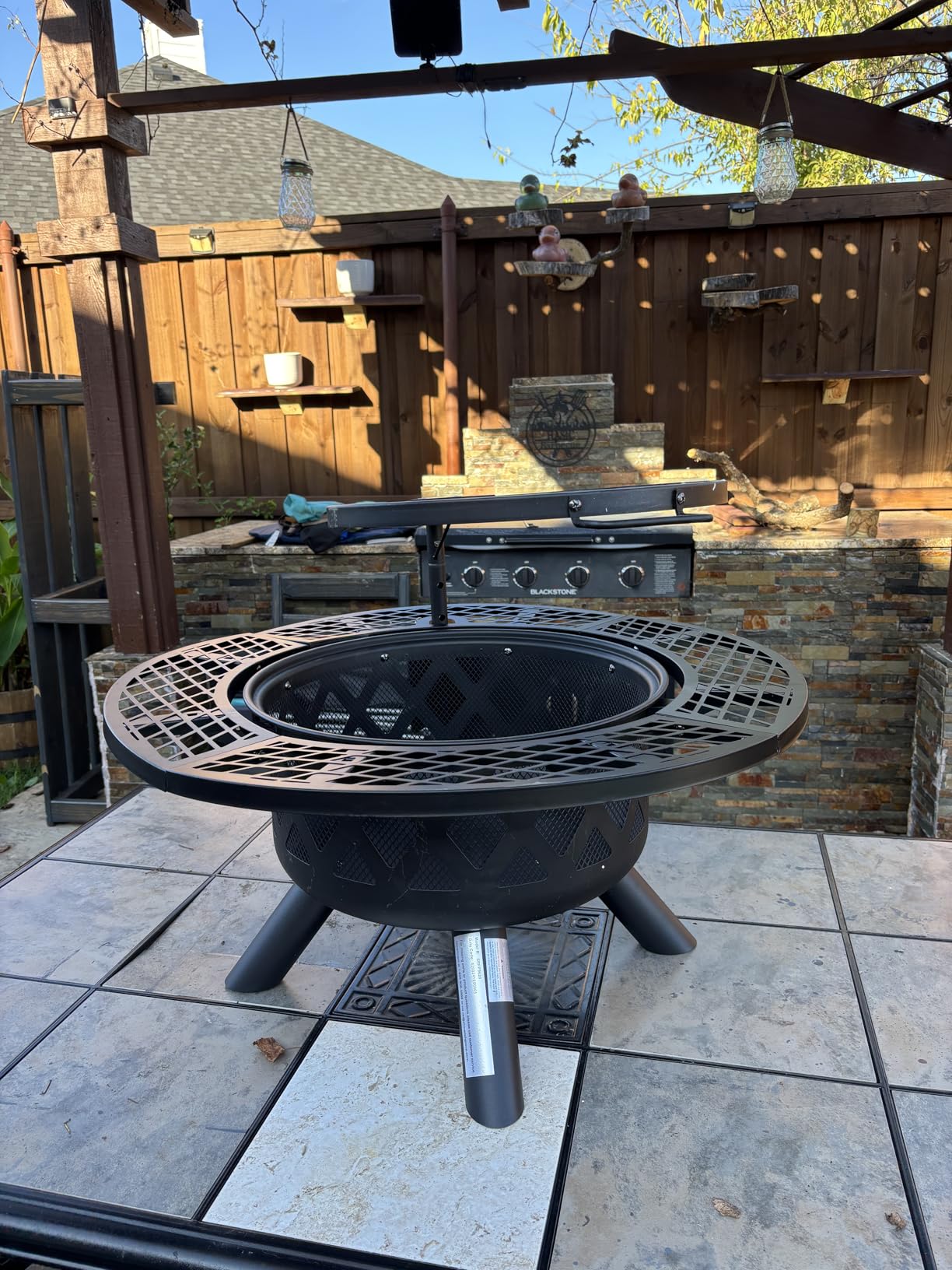BALI OUTDOORS Fire Pit with Poker, 40 inch Outdoor Fire Pit Patio, Wood Burning Firepits for Outside with Grill customer photo 1