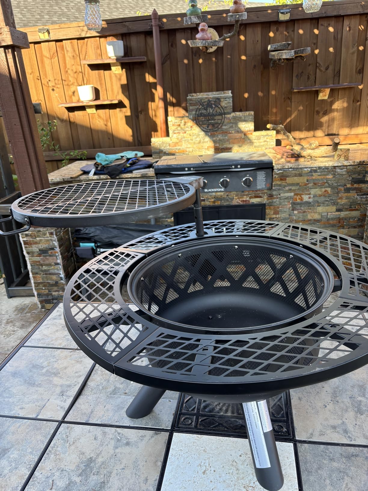 BALI OUTDOORS Fire Pit with Poker, 40 inch Outdoor Fire Pit Patio, Wood Burning Firepits for Outside with Grill customer photo 2