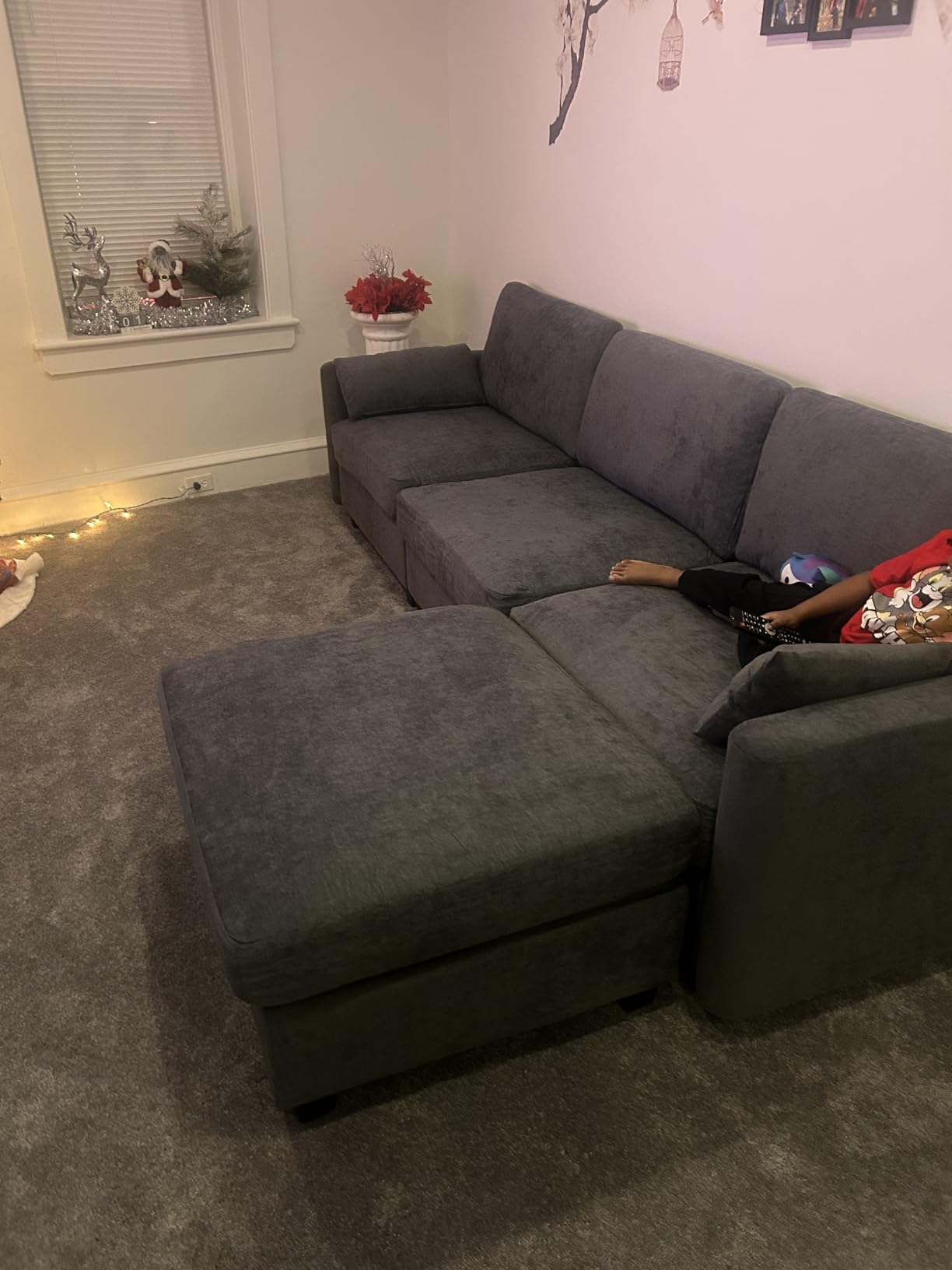 109'' Modular Sectional Sofa, L Shaped Couch with Storage Ottoman, Comfy Cloud Sofa with Deep Seat, 4 Seat Convertible Sectional Couches for Living Room (Beige, Low Legs 1.97