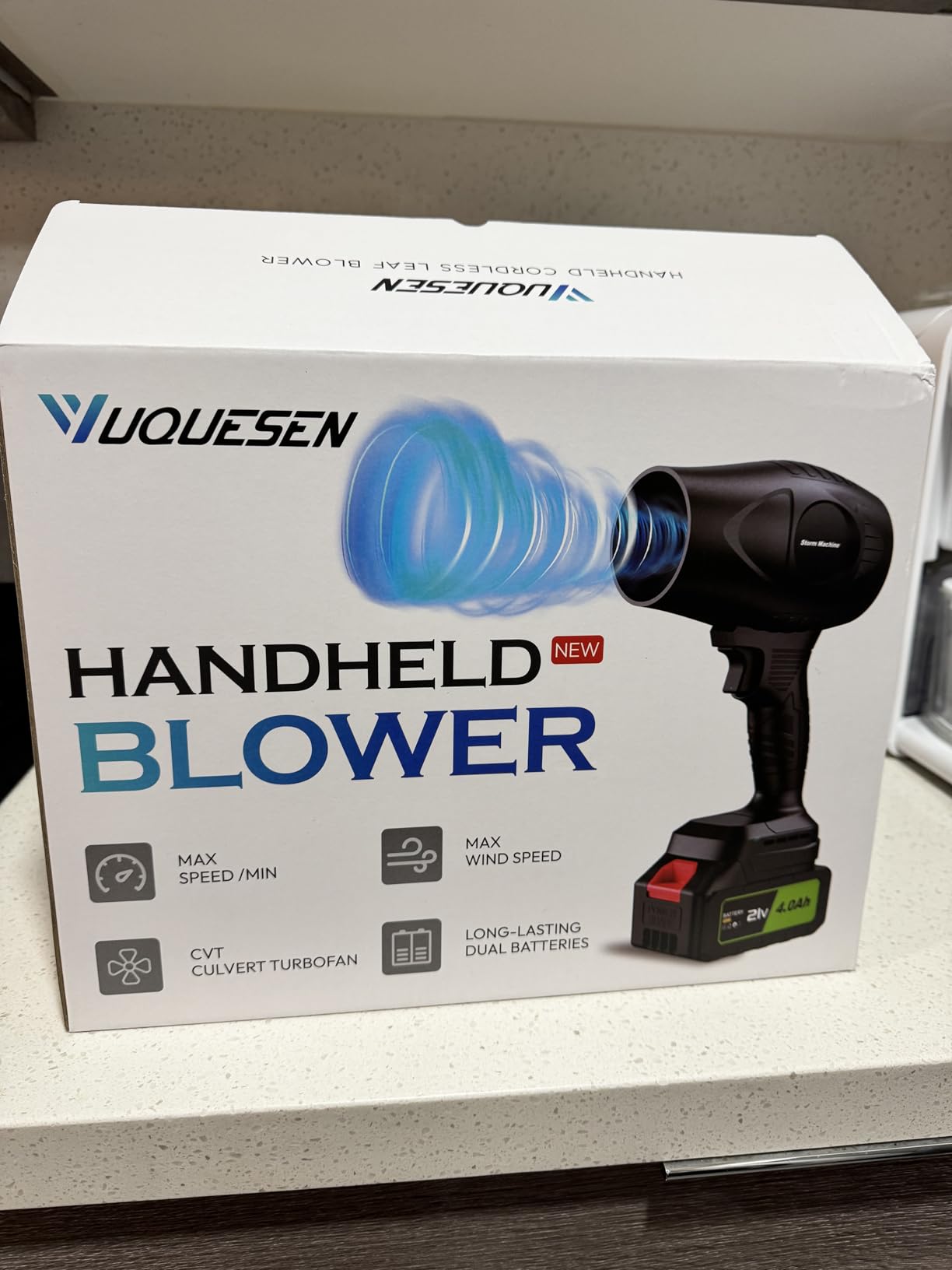 Cordless Leaf Blower, 980,000 RPM Handheld Leaf Blower with 2 X 4.0Ah Batteries & Charger, Lightweight Leaf Blowers for Patio Cleaning, Lawn Care, Leaves, Dust - Light Green - Customer Photo 1