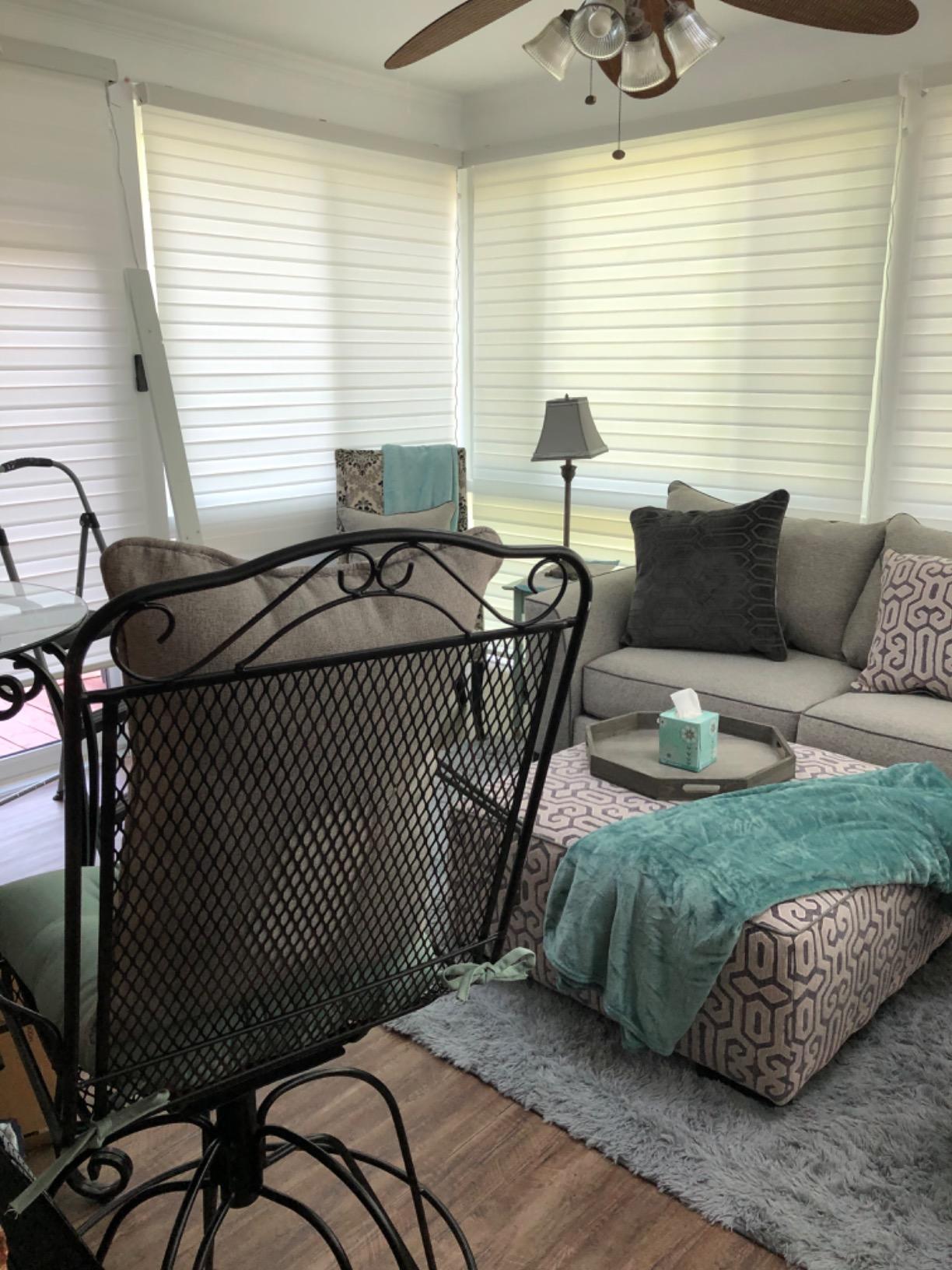 Yoolax Motorized Zebra Blinds Compatible with Alexa, Smart Room Darkening Shades with Privacy Light Control, Electric Horizontal Window Blind Customized Size for Home Office (Wool Brown) - Customer Photo 1