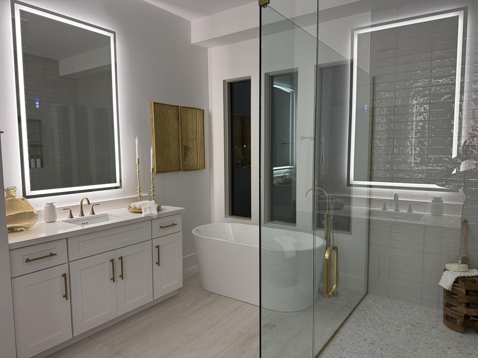 GarveeHome 60x36 LED Bathroom Mirror with Lights, Dimmable, Anti-Fog, Backlit + Front Lit, and 3X Magnification Mirror, Smart Bathroom Vanity Mirror for Wall, Memory Function, Shatter-Proof - Customer Photo 1