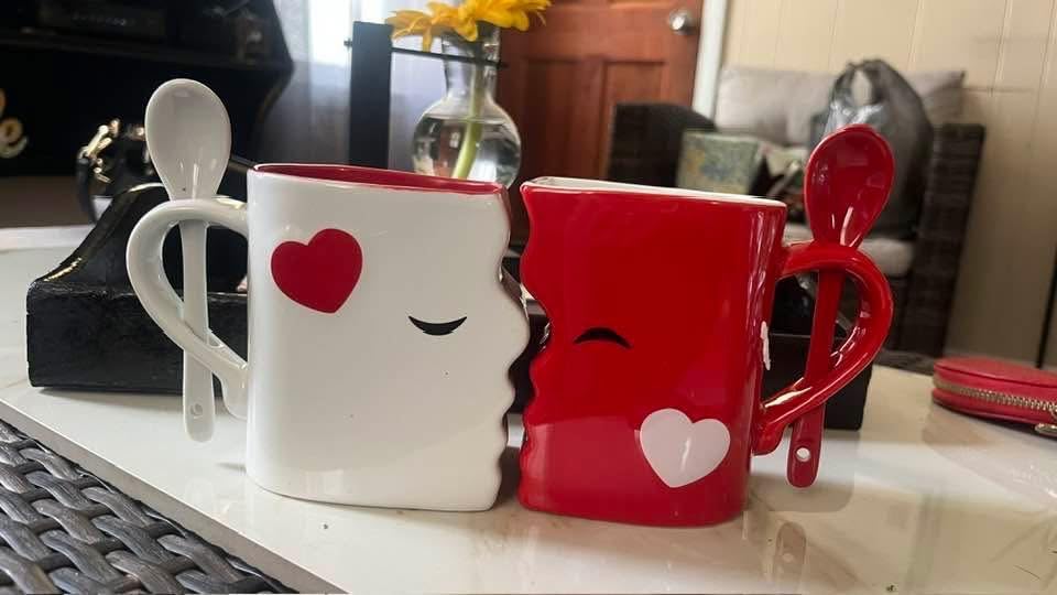 Blu Devil Kissing Mugs Set, Anniversary & Wedding Gifts, Exquisitely Crafted Two Large Cups & Spoons for Couples, For Him and Her on Valentines, Birthday, Engagement - Customer Photo 2