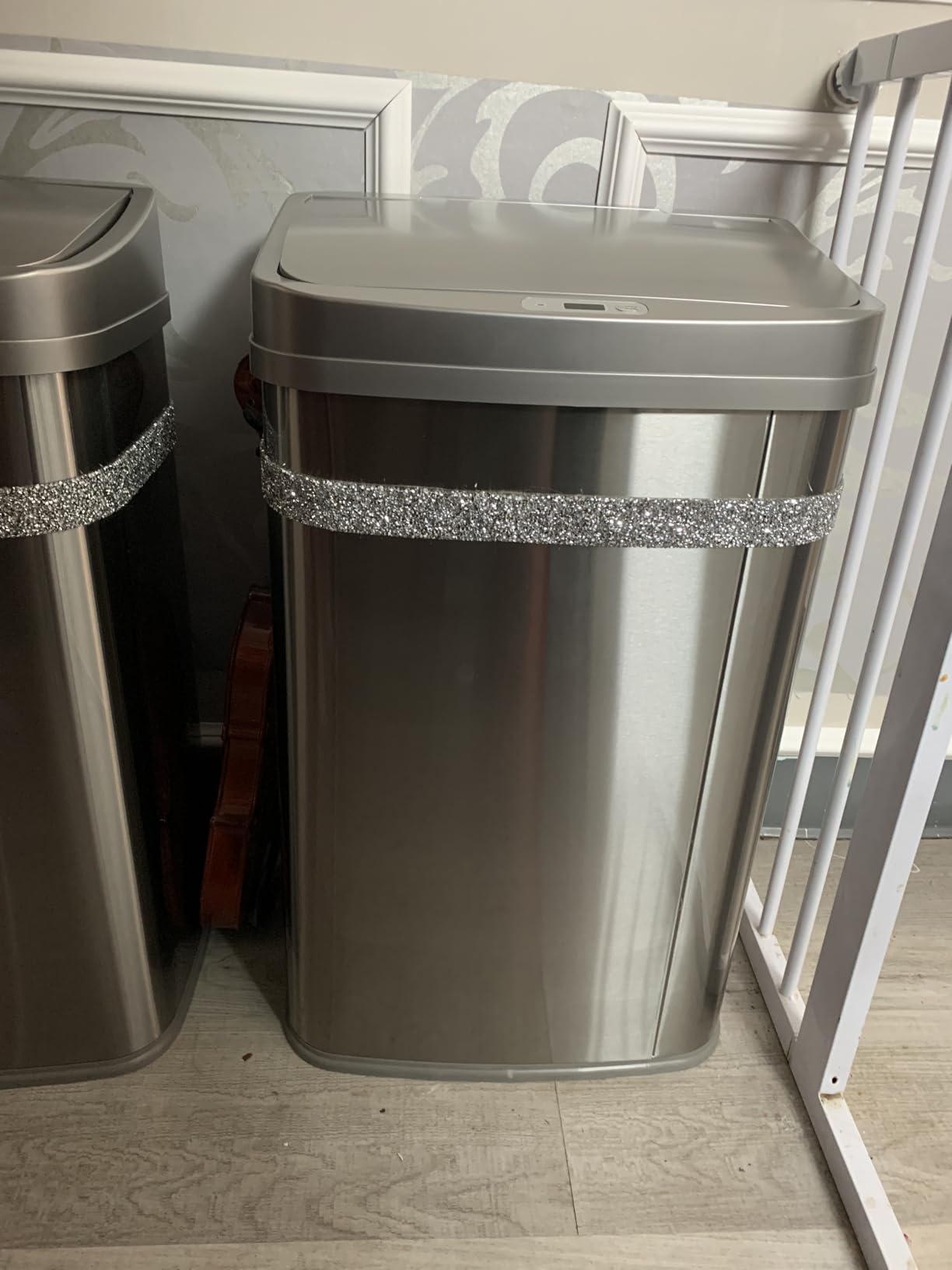 Ninestars Automatic Touchless Motion Sensor Rectangular Trash Can 13.2 Gallons, 50L, Silver, 13 Gal. 50 L, Silver Trim Customer Review Ninestars Automatic Touchless Motion Sensor Rectangular Trash Can 13.2 Gallons, 50L, Silver, 13 Gal. 50 L, Silver Trim - Customer Photo 1