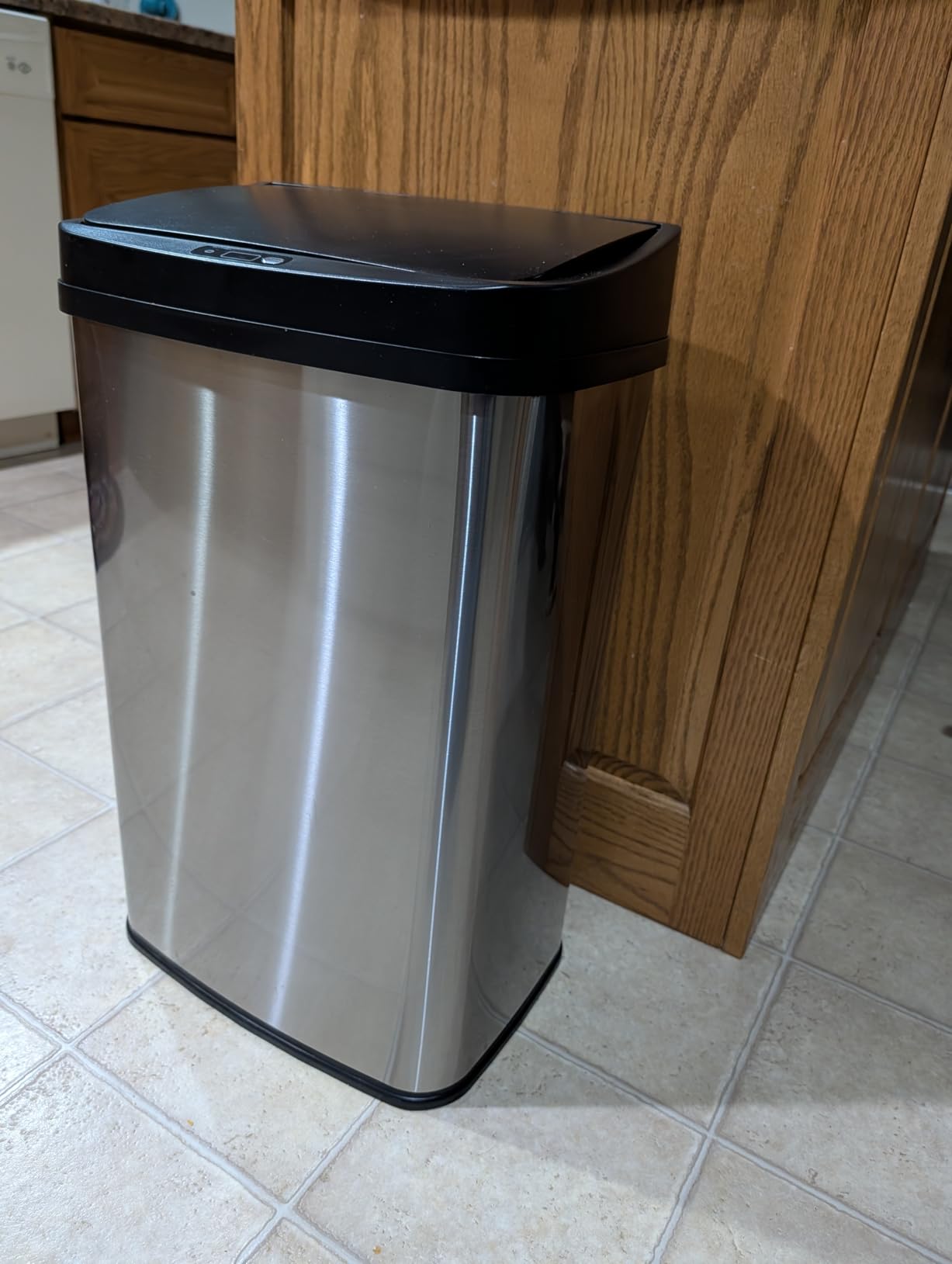 Ninestars Automatic Touchless Motion Sensor Rectangular Trash Can 13.2 Gallons, 50L, Silver, 13 Gal. 50 L, Silver Trim Customer Review Ninestars Automatic Touchless Motion Sensor Rectangular Trash Can 13.2 Gallons, 50L, Silver, 13 Gal. 50 L, Silver Trim - Customer Photo 2