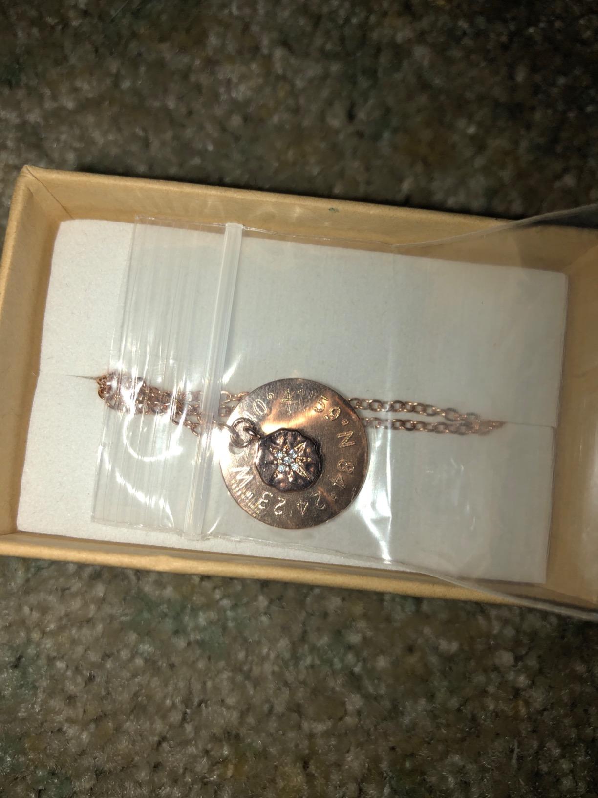 MignonandMignon Custom Coordinates Necklace, Personalized North Star Pendant, Compass Latitude Longitude Jewelry, Graduation, Gifts for Mom or Her – LCN-DC - Customer Photo 3