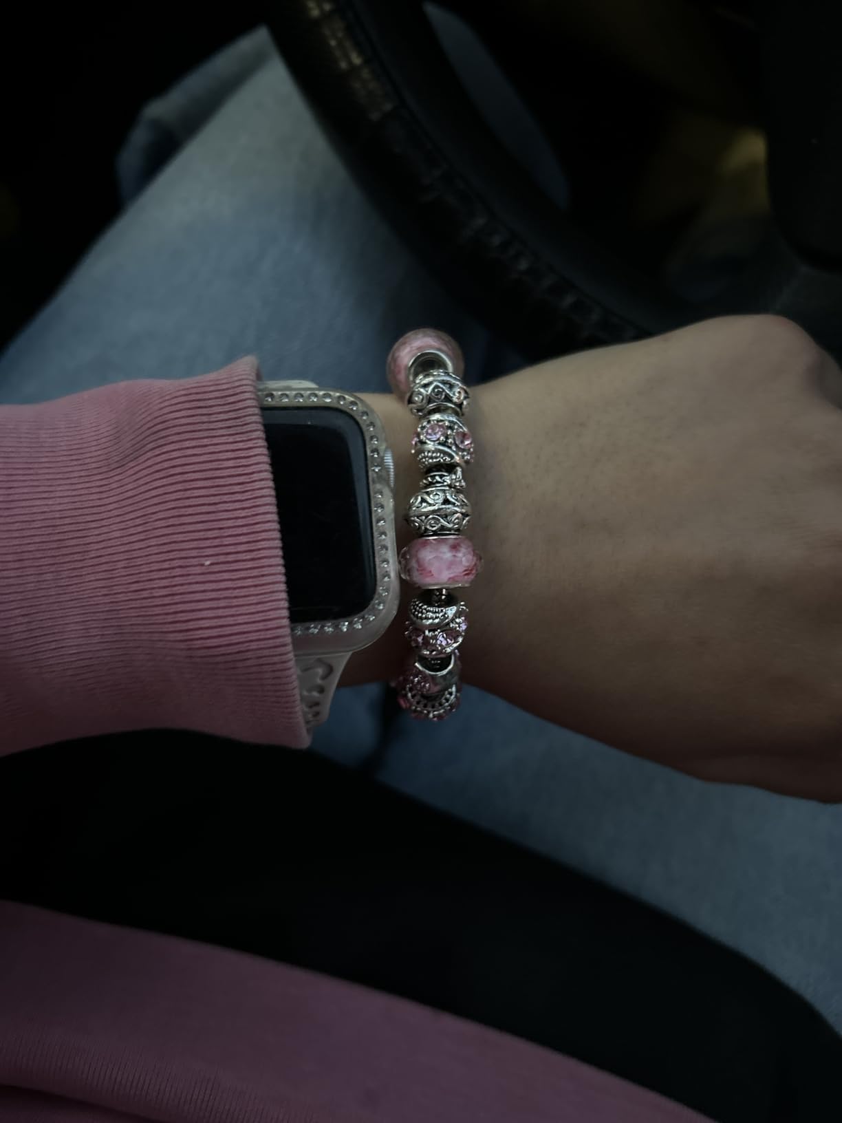 Capital Charms Pink Hearts Silver Plated Charm Bracelet Set, Jewelry Gifts with Beads, Charms, and Adjustable Snake Chain, Fits 7.5