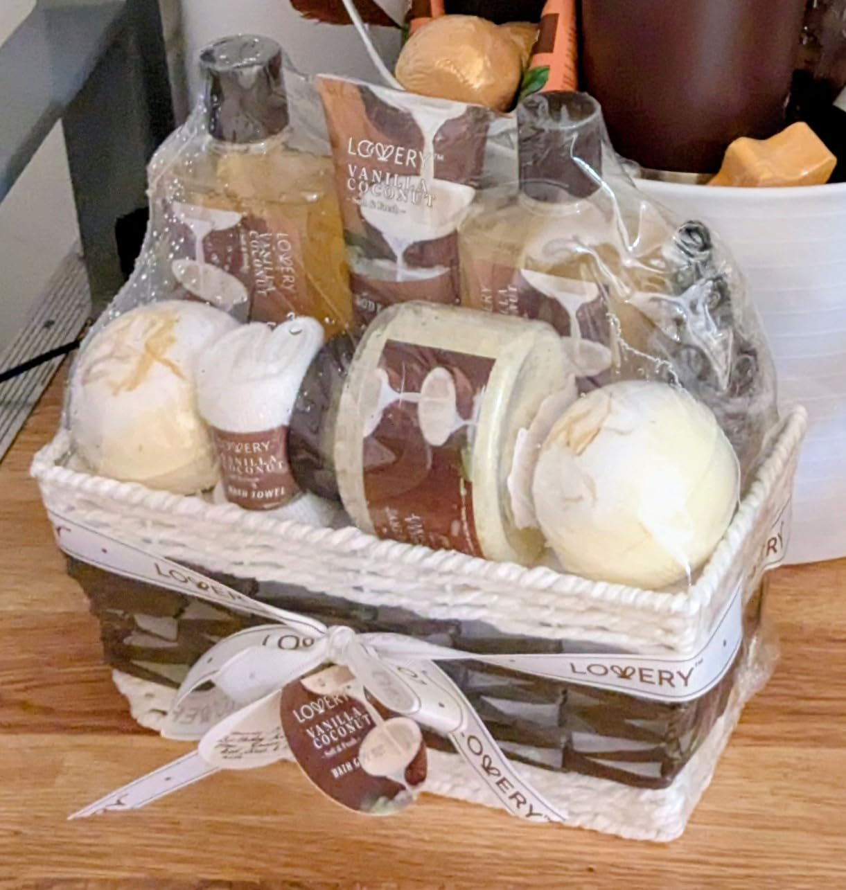 Gifts For Women Gift Basket for Women– 9 Piece Set of Vanilla Coconut Home Spa Set, Luxurious Valentines Day Gifts for Her, Bath and Body Sets Includes Fragrant Lotions, Large Bath Bombs, Coconut Oil - Customer Photo 1