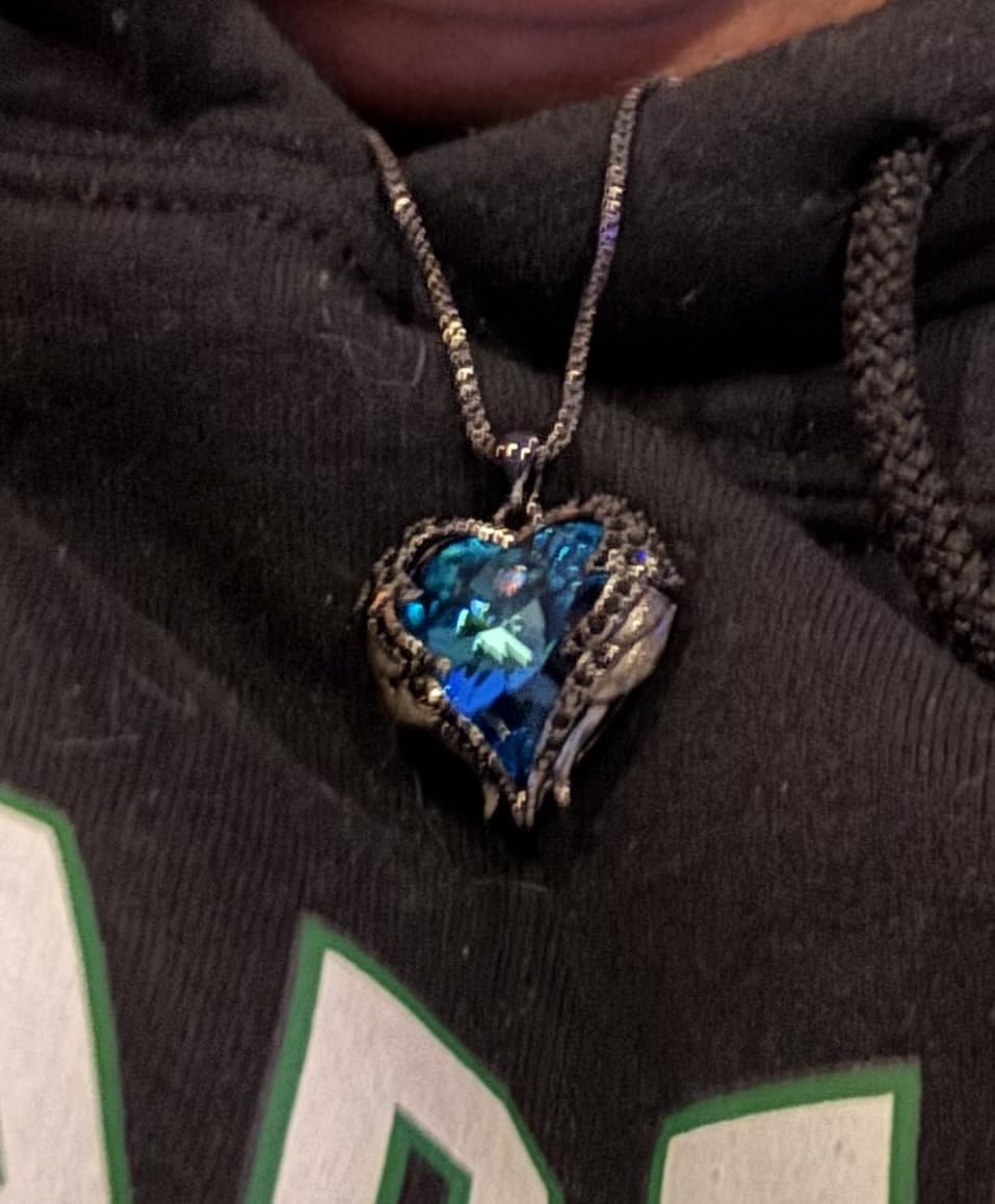 CDE Valentines Day Gifts for Women Angel Wings Necklace for Women with Birthstone, Love Heart Silver Tone/Gold Tone Pendant, Ideal Anniversary or Birthday Jewelry Gifts for Wife Girlfriend Her - Customer Photo 1