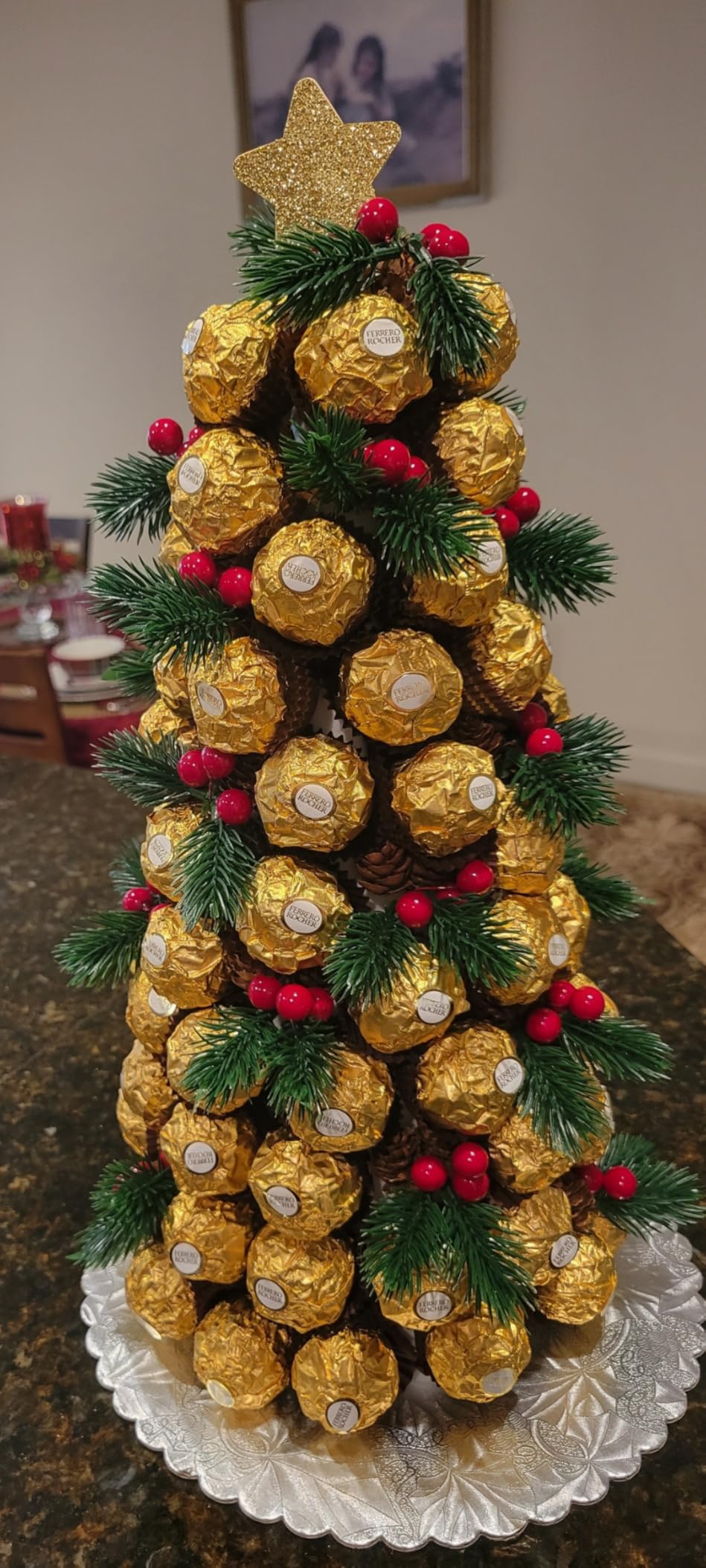 Ferrero Rocher Gourmet Hazelnut Milk Chocolate Valentine's Day Gift Box, 42 Individually Wrapped Chocolates for Gifting, 18.5 oz - Customer Photo 2