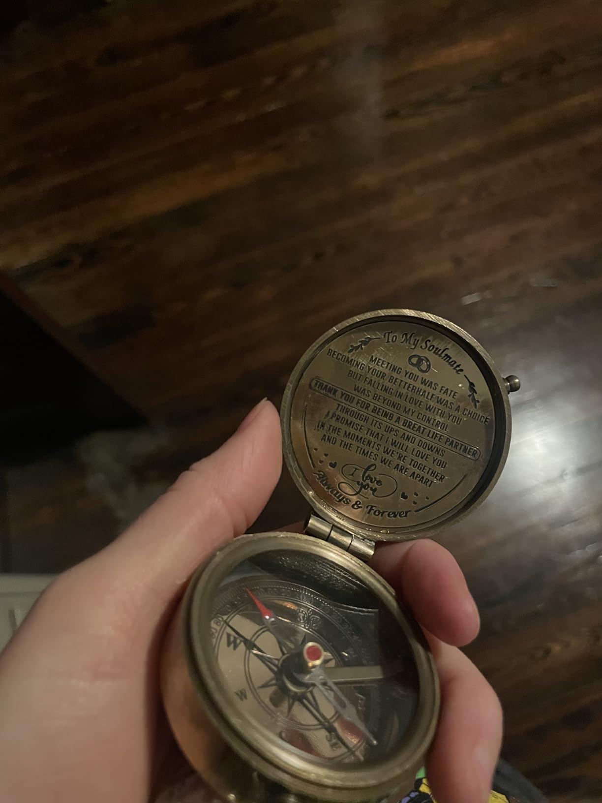 5MoonSun5's to My Soulmate Thank You for Being a Great Life Partner- Engraved, Valentine Gift, Birthday, Long Distance, Love, Sorry, Keepsakes, Old Memories, Love Moments Compass. - Customer Photo 1