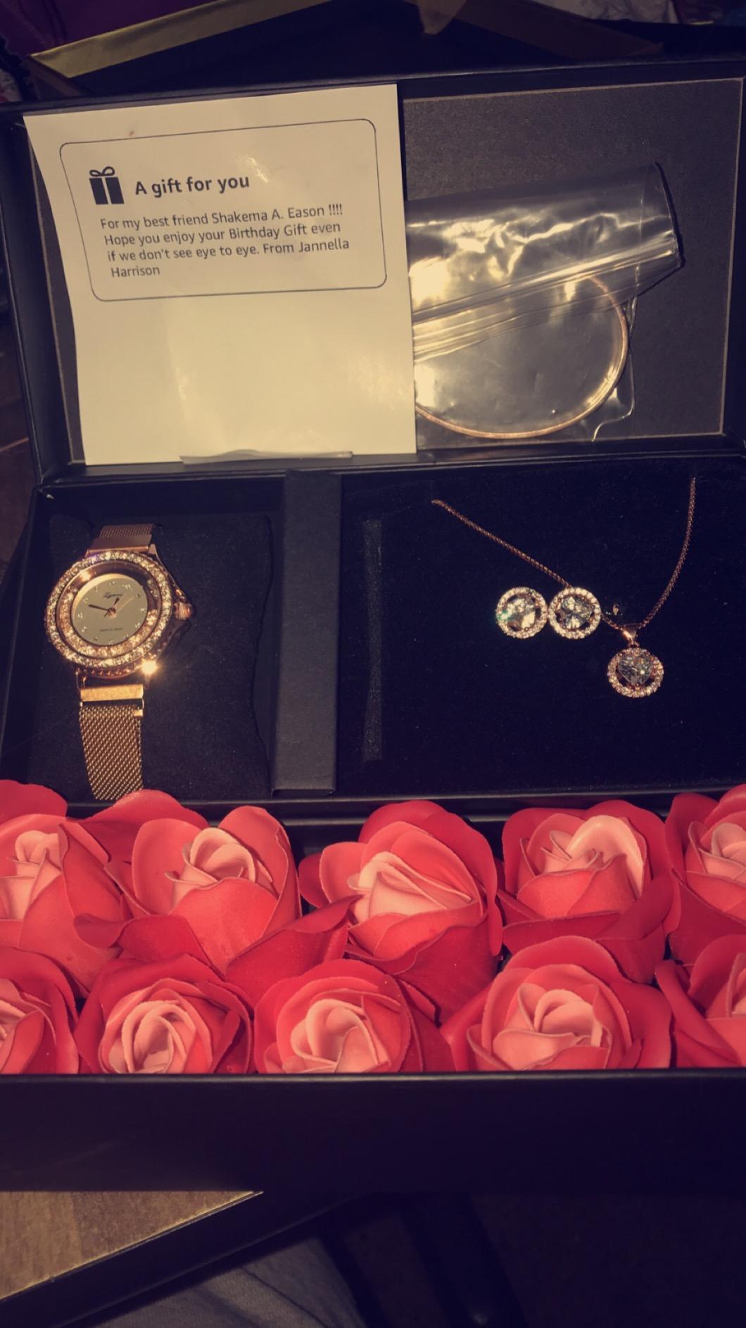 Gifts for Women Jewelry Sets, 4 Pieces Rose Gold Women's Watch Necklace Earring Bracelet Birthday Gifts for Women's Jewelry Sets for Women Gift for Wife Girlfriend Her Birthday Gift for Mom Mother - Customer Photo 1