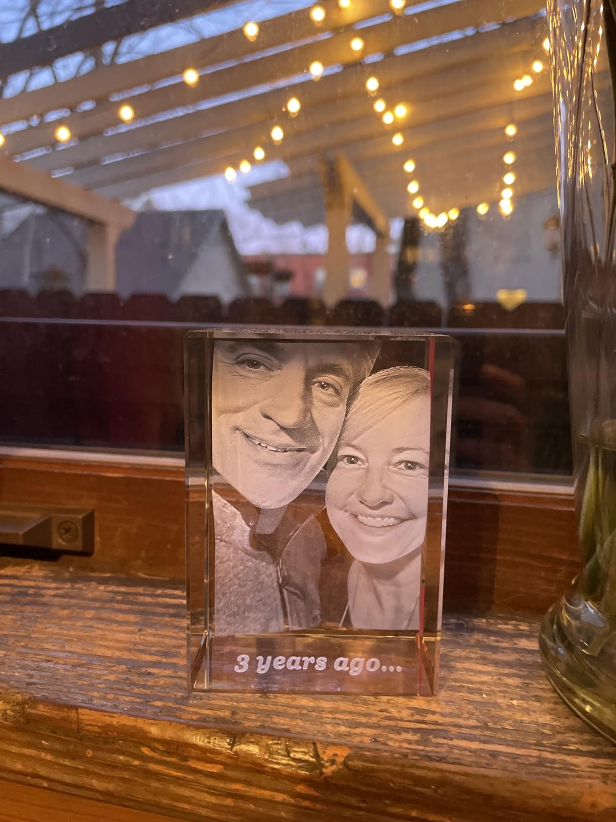 ArtPix 3D Crystal Photo, Valentines Day Personalized Gifts for Women, Wife, Men, Her, Him, Great V-Day Custom Gift With Your Own Photo, Customized Glass 3D Laser Etched Picture Wedding - Customer Photo 2