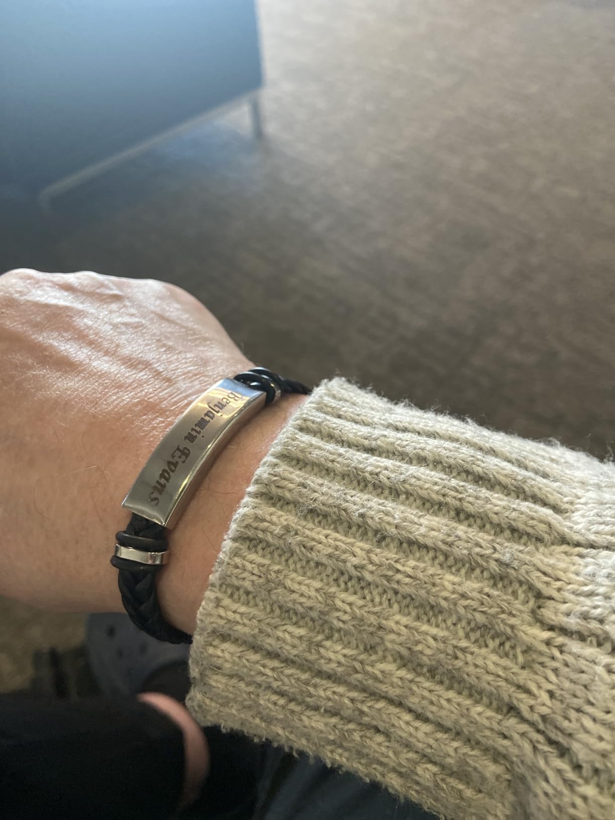 EDSG Mens Bracelet Personalized Custom Bracelets for Men Leather Engraved Bracelet Gift for Boyfriend Husband Dad Bestman Gift for Valentines Day Christmas, Birthday, Wedding, Anniversary, Father's Day - Customer Photo 1