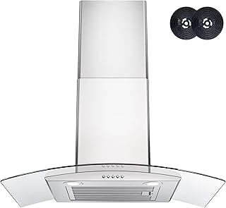 FIREGAS 30 Inch Range Hood with Tempered Glass, 400CFM Wall Mount Vent Hood for Kitchen in Stainless Steel - FIREGAS