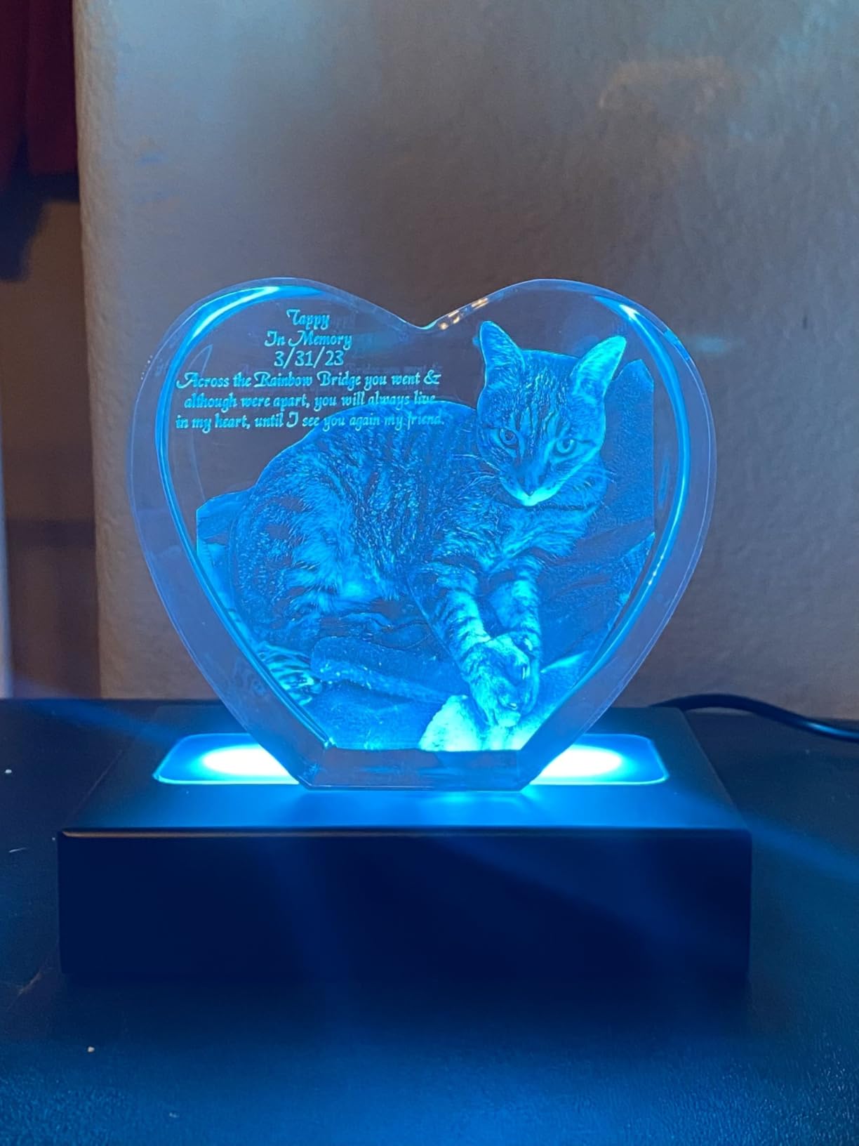 ArtPix 3D Crystal Photo, Valentines Day Personalized Gifts for Women, Wife, Men, Her, Him, Great V-Day Custom Gift with Your Own Photo, Customized Glass 3D Laser Etched Picture Wedding - Heart - Customer Photo 4