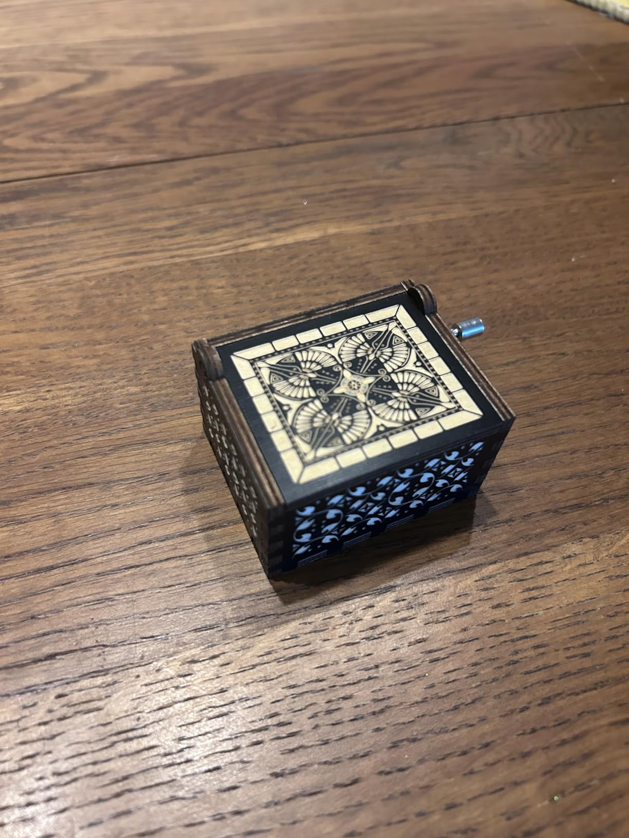 Can't Help Falling in Love Wood Music Box, Antique Engraved Musical Boxes Case for Love One Wooden Music Box - Gifts for Lover, Boyfriend, Girlfriend, Husband, Wife (Black) - Customer Photo 2