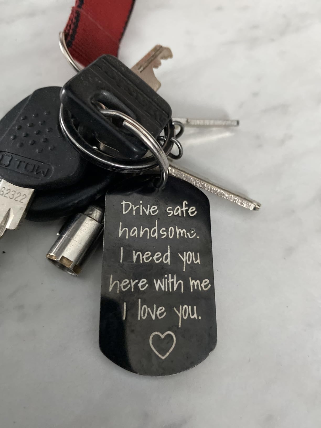 Drive Safe Keychain for Boyfriend - Drive Safe Handsome I Need You Here With Me Keyring Birthday Valentine's Day Gifts for Him Boyfriend Husband Gifts Customer Review Drive Safe Keychain for Boyfriend - Drive Safe Handsome I Need You Here With Me Keyring Birthday Valentine's Day Gifts for Him Boyfriend Husband Gifts - Customer Photo 1