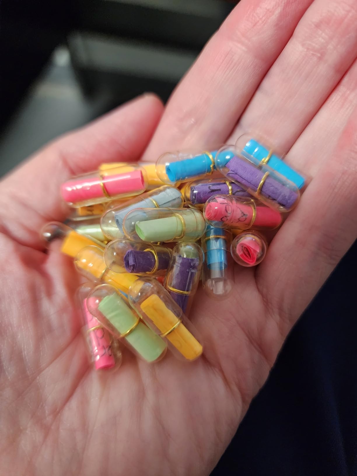 Capsule Letters Message in a Bottle - Valentine's Day Gifts for Girlfriend Boyfriend - Love Letter for Anniversary, Birthday,Valentines Day, Mother's Day Gift (Mixed Color 50pcs) - Customer Photo 1