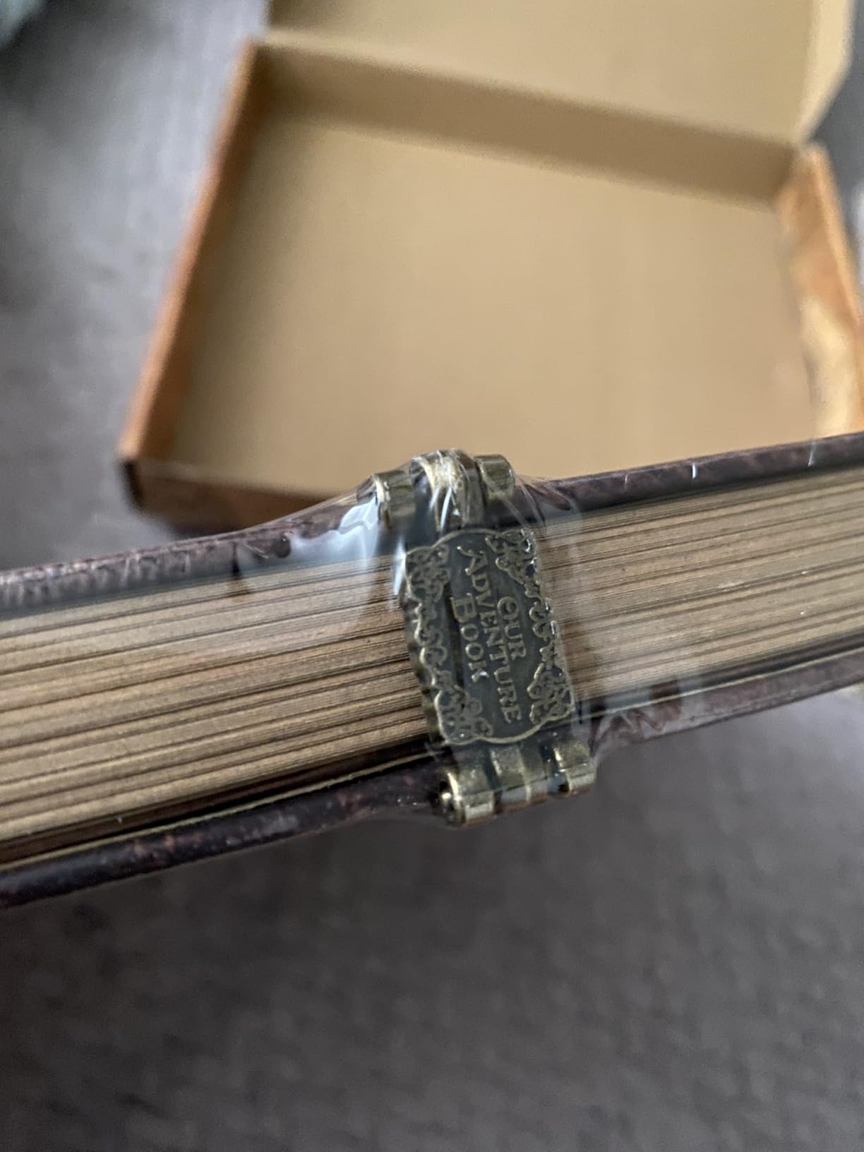 JIMBON Our Adventure Book Scrapbook Photo Album Retro Style Embossed Letter Cover Travel Diary Journal Scrap Book Kit For Couples,Memory Book For Anniversary Wedding - Customer Photo 4