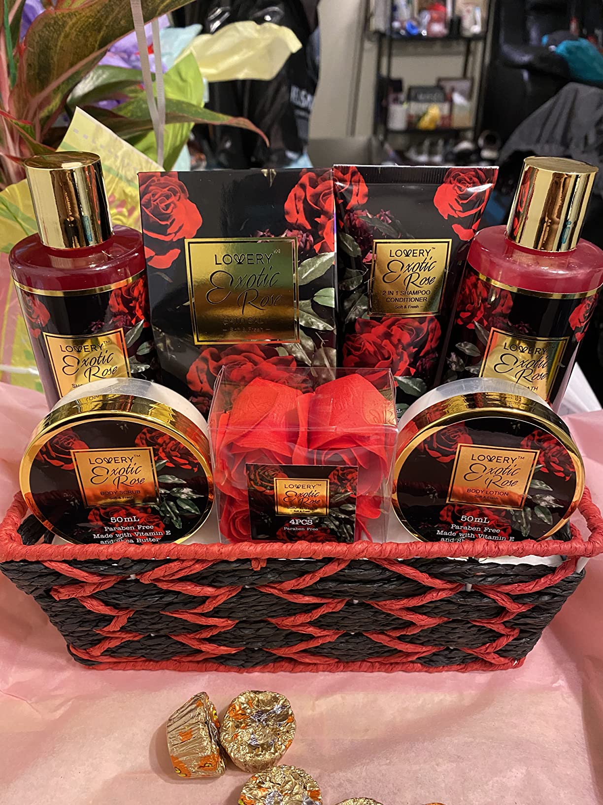 Valentine's Day Gift Basket for Her - Exotic Rose & Spa Bath & Body Set for Women, Anniversary & Birthday Gift with Body Scrub, Bubble Bath, Lotion & More Customer Review Valentine's Day Gift Basket for Her - Exotic Rose & Spa Bath & Body Set for Women, Anniversary & Birthday Gift with Body Scrub, Bubble Bath, Lotion & More - Customer Photo 1