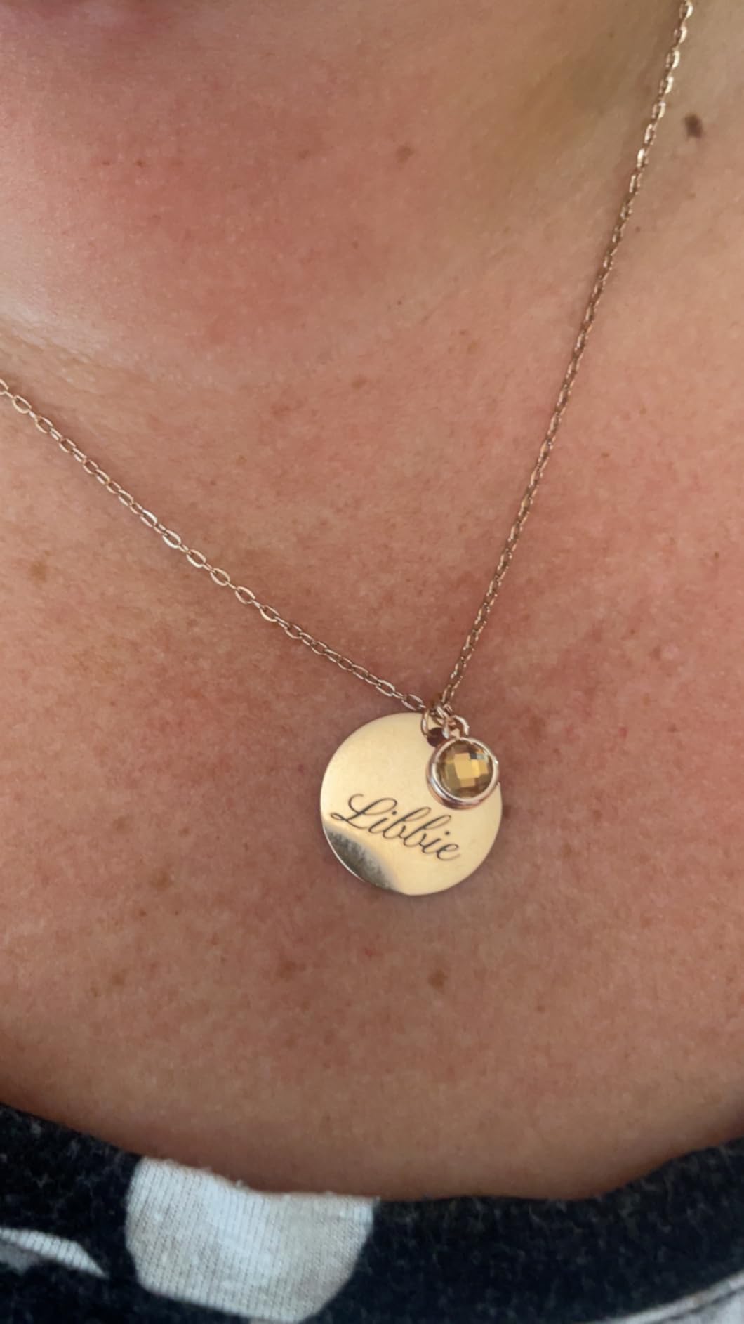 MignonandMignon Birthstone Name Necklace Personalized Gifts for Women Jewelry for Mom Gold Plated Pendant Charm, Custom Grandma Birthday Valentines Day Gifts -CN-BS-SH - Customer Photo 2