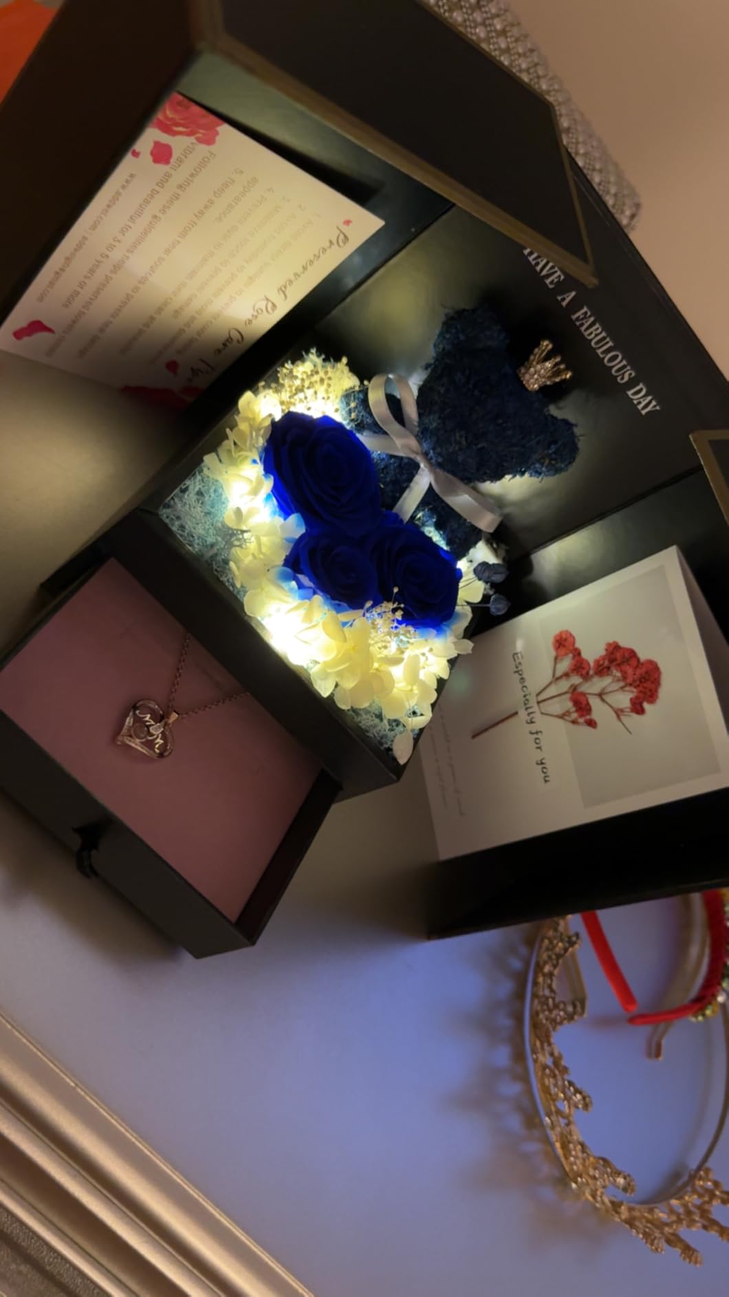 ADDWel Preserved Real Red Rose with Sterling Silver Necklace Gift Set - Romantic Valentines Day Gifts for Wife, Girlfriend - Eternal Flowers Gifts for Anniversary, Birthday - Customer Photo 1