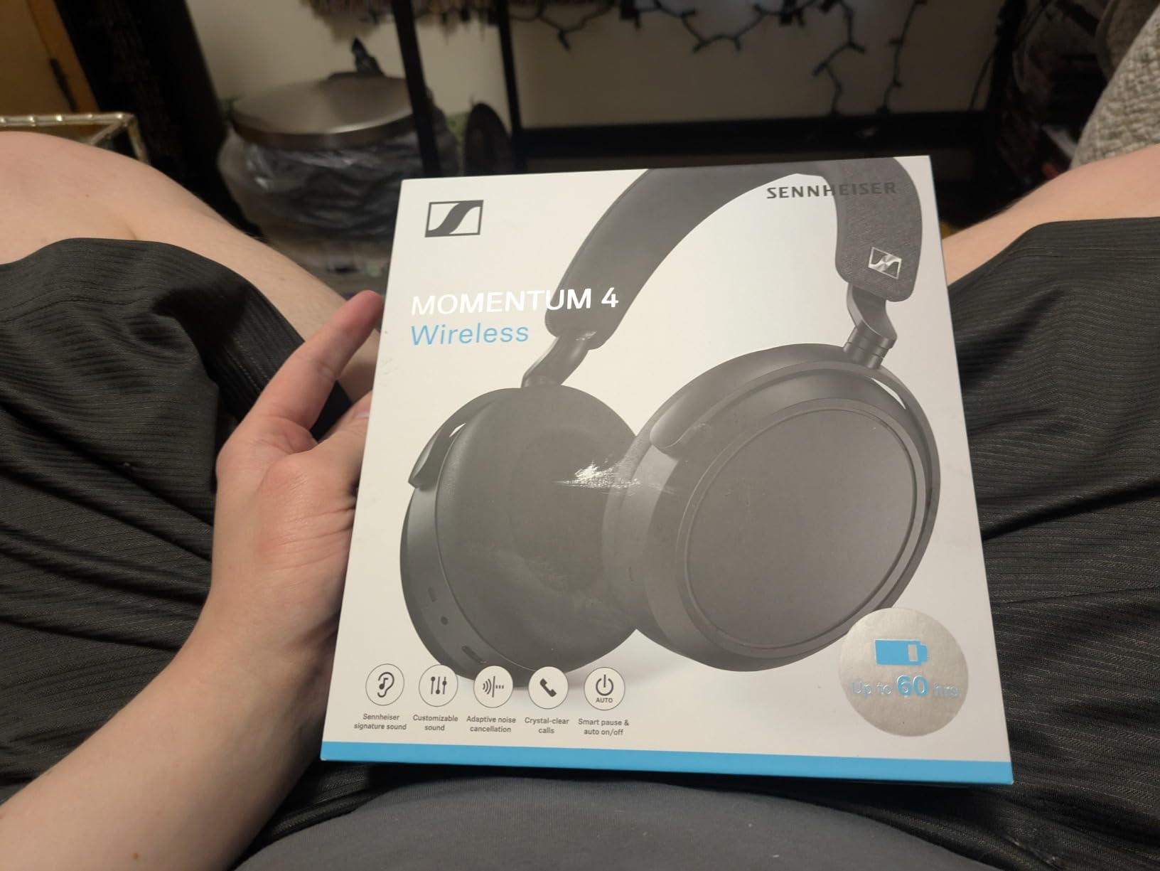 Sennheiser Momentum 4 Wireless Noise Cancelling Headphones - Bluetooth Headset for Crystal-Clear Calls with Adaptive Noise Cancellation, Over-Ear Headphones, 60h Battery Life, Folding Design, Black customer photo 1