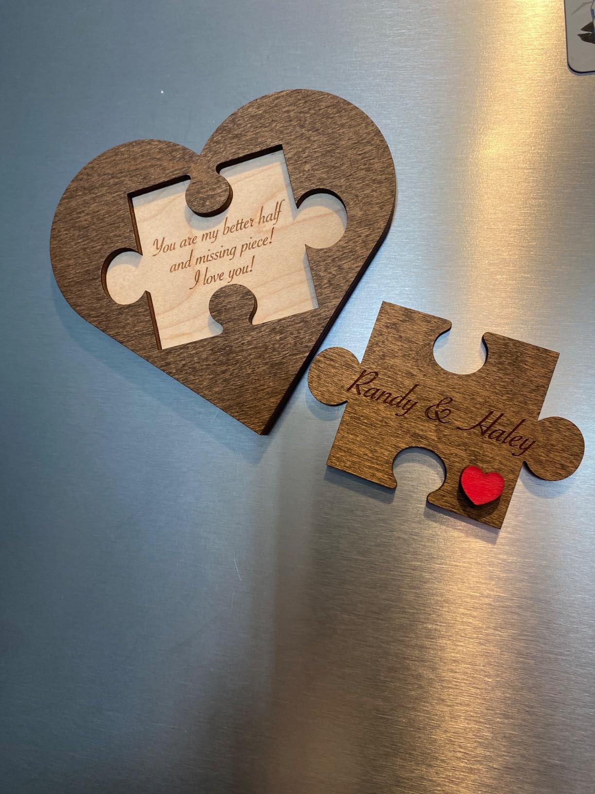 Personalized Romantic Gifts for Her - Custom Valentines Day Gifts for Him Engraved - Unique Valentine Puzzle Card - Wooden Heart Shaped Plaque - Gift for 5 Year Wood Anniversary - Customer Photo 1