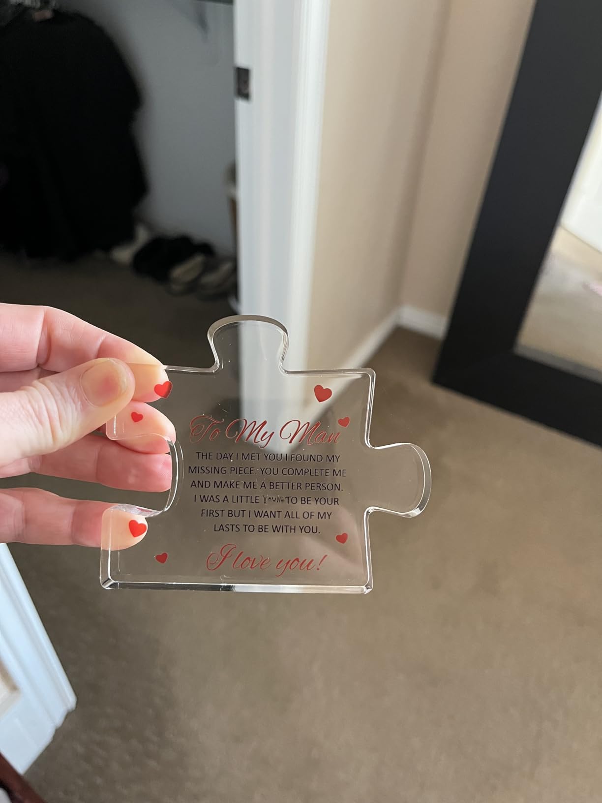 to My Man - Engraved Acrylic Block Puzzle 4.1 x 3.5 inch Gifts for Him for Husband - Fiance Birthday Gifts, Valentines Day Gift for Boyfriend - Cool Wedding Couple - Customer Photo 1