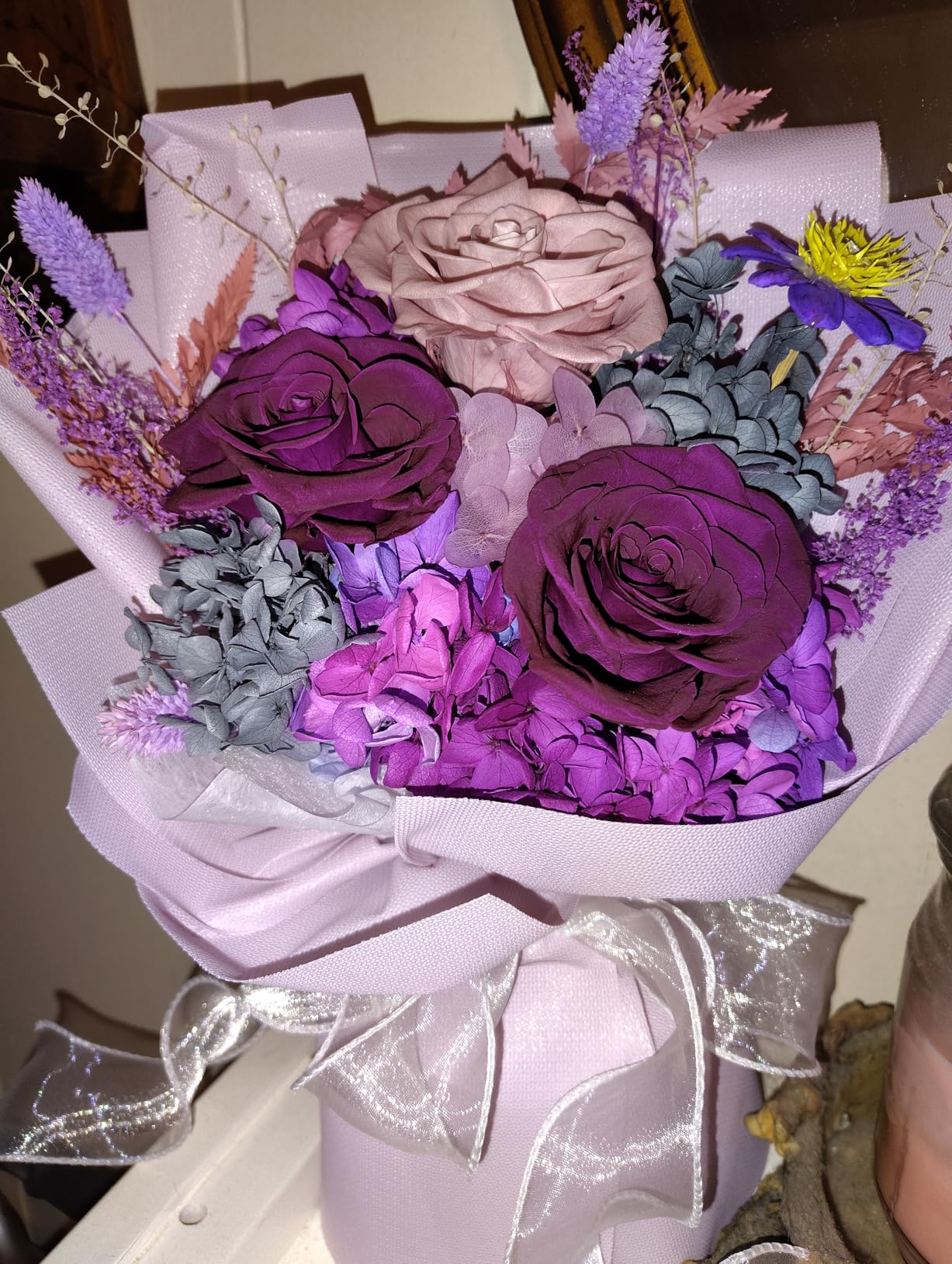 lovenfold Flowers for Delivery,Preserved Flowers Bouquets,Purple Rose Bouquets That Last 1-3 Years,Birthday Flowers Gifts for Women Mom Grandma Wife Friends - Customer Photo 2