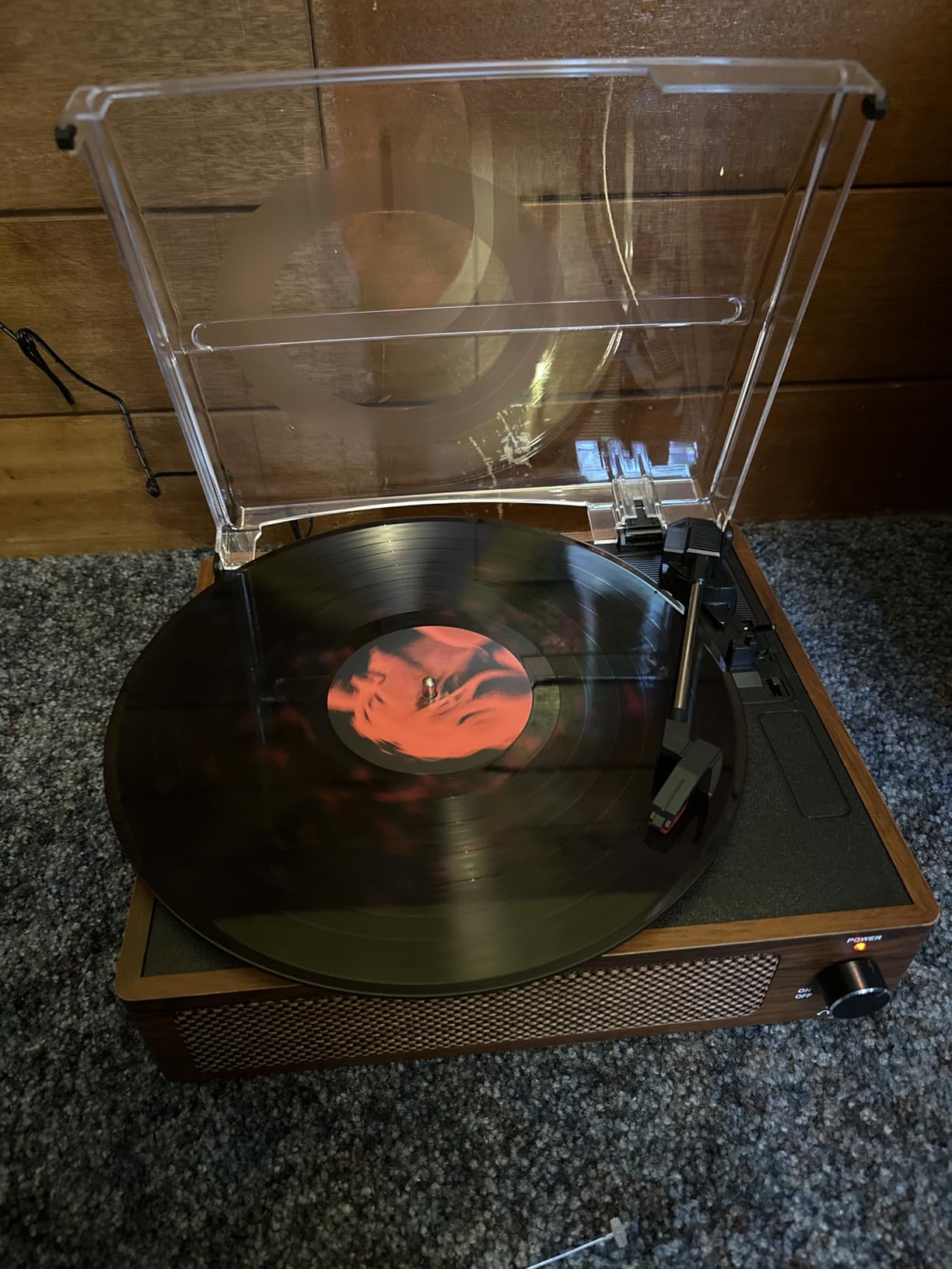 Vinyl Record Players Vintage Turntable with Speakers Belt-Driven Turn Tables Support 3-Speed, Bluetooth Wireless Playback, Headphone, AUX-in, RCA Line LP Phonograph Auto Stop Retro Black customer photo 1