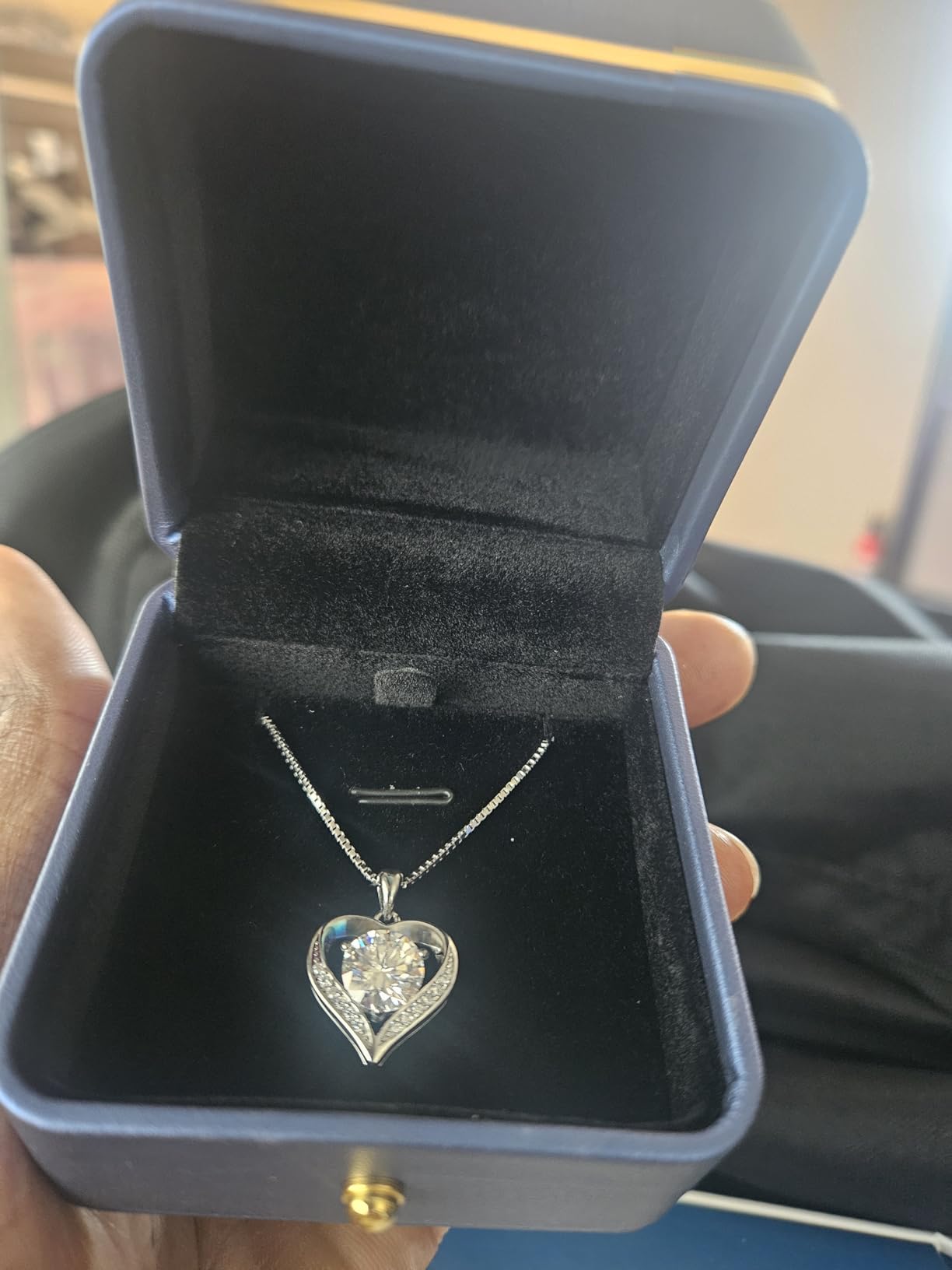 Moissanite Necklace for Women, 1-3 Carat Heart Necklace Engraved with 'I LOVE YOU', Birthday Gift for Wife, Anniversary Present for Wife Women, Jewelry Gifts for Valentine's Day - Customer Photo 1