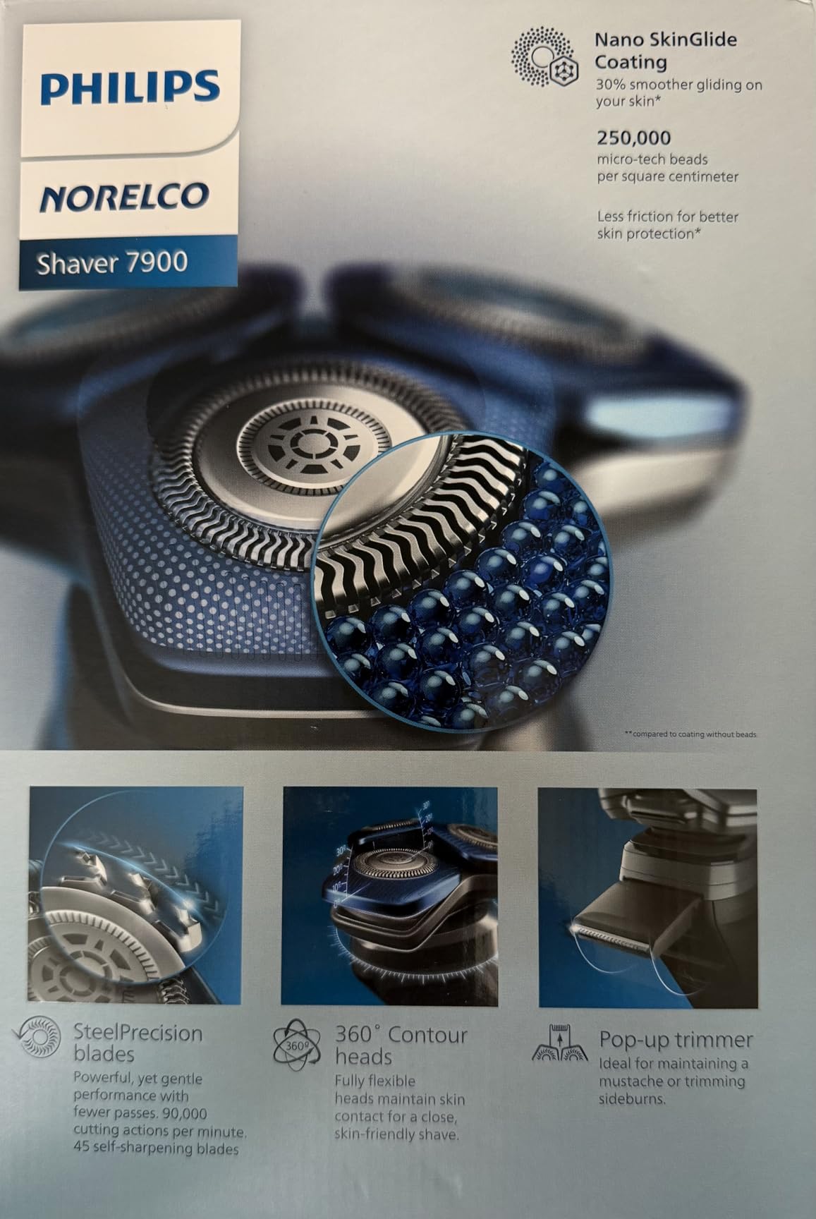 Philips Norelco Shaver 7300, Rechargeable Wet & Dry Electric Shaver with SenseIQ Technology, Pop-up Trimmer, Charging Stand, Click-on Nose Trimmer, & Travel Case, S7887/92 customer photo 1