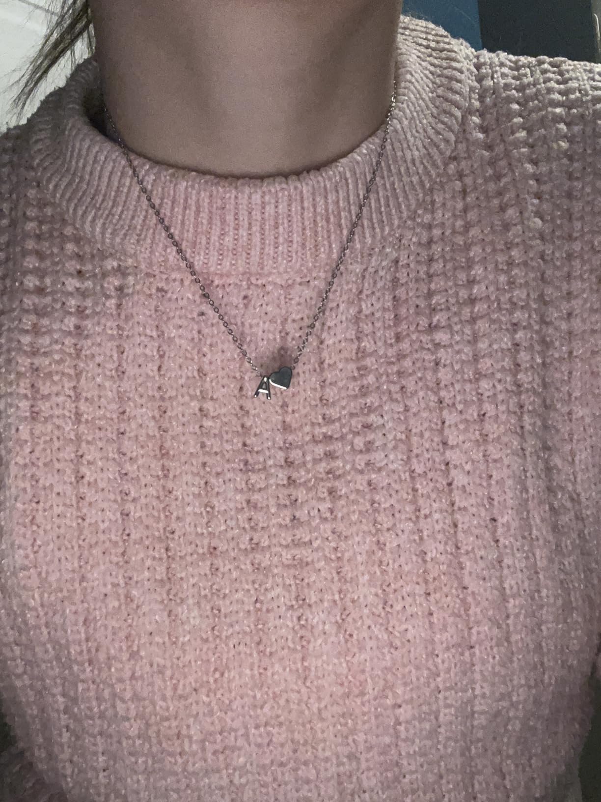 Turandoss Valentines Day Gifts for Kids Teen Girls - Dainty 18K Gold Plated Heart Initial A-Z Pendant Necklace Trendy Jewelry Heart Necklaces Birthday Valentines Day Gifts for Girlfriend Wife Women - Customer Photo 2