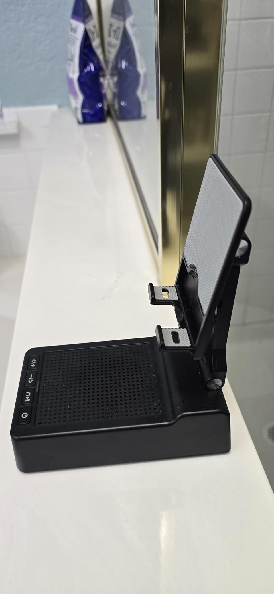 Gifts for Men Women, Phone Stand with Bluetooth Speaker, HD Surround Sound Speaker, Compatible with all iPhone/Android phones iPad Kindle, Cool Gadget Gift for Men Women Dad Mom Christmas Birthday - Customer Photo 2