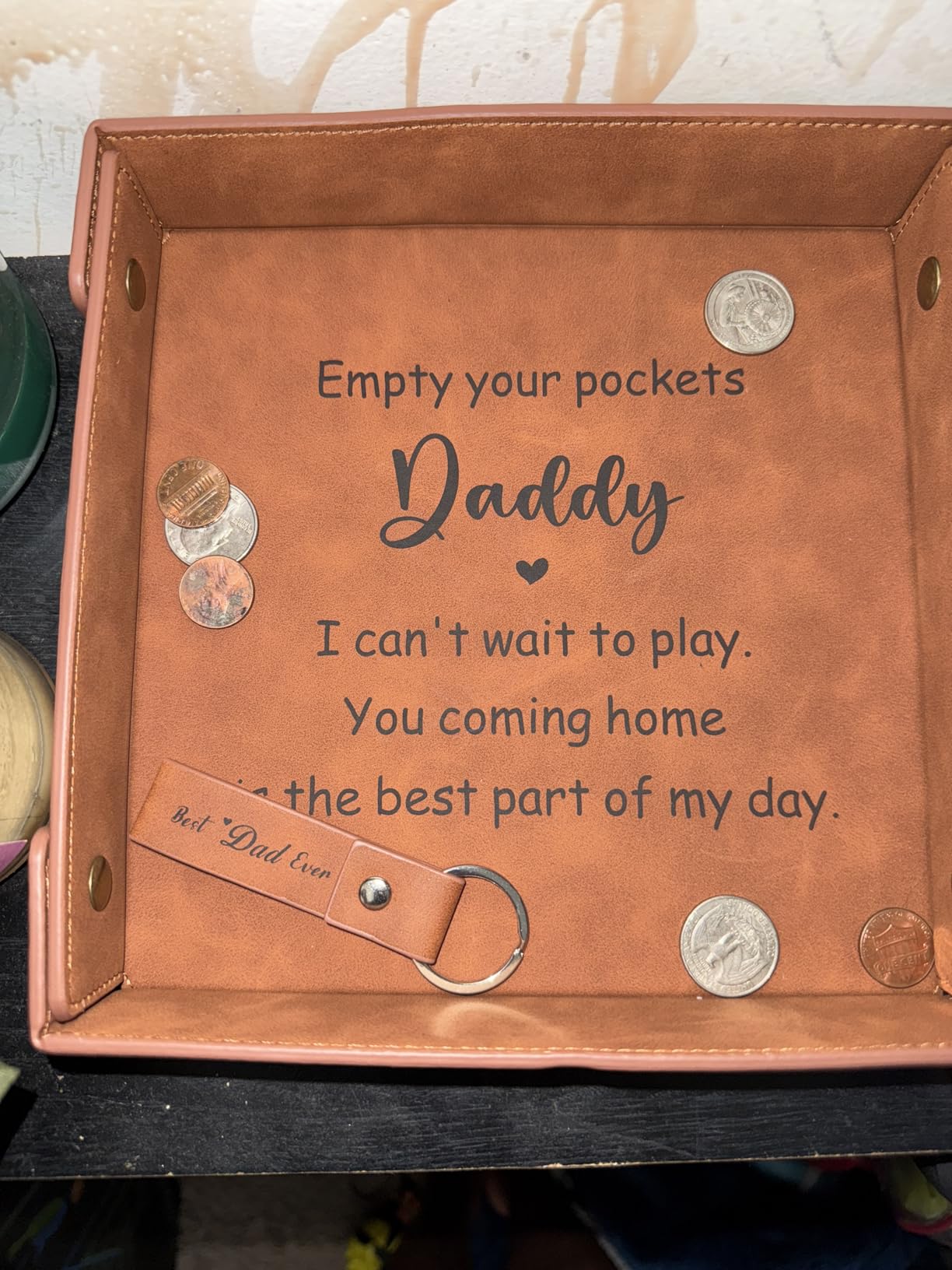 Valentines Gifts for Boyfriend, Husband, Romantic Valentines Day Gifts for Him, Mens Birthday Gifts Idea - Premium PU Leather Valet Tray - Best Mens Gifts for Birthday Anniversary Christmas - Customer Photo 2